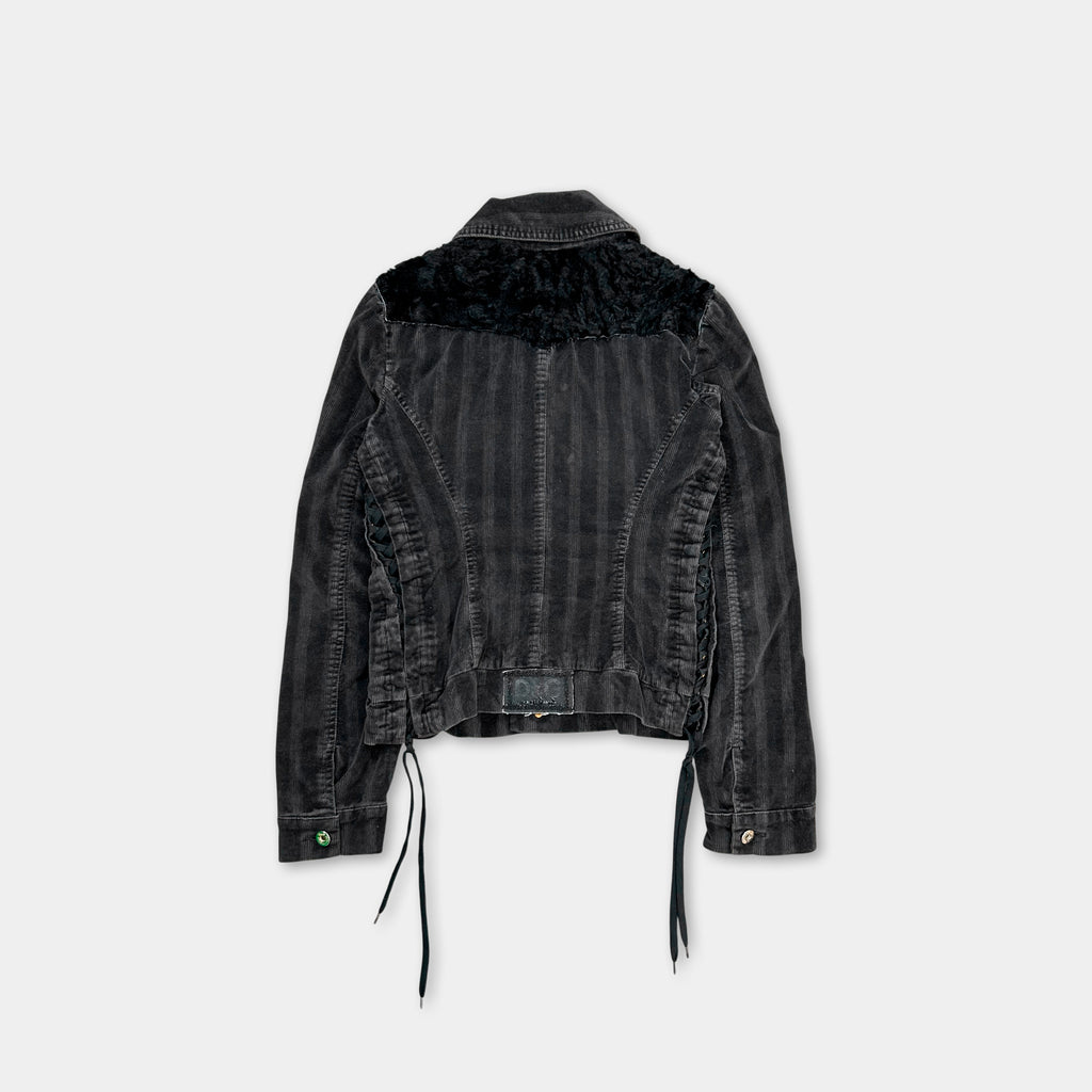 Dolce & Gabbana Black Corduroy Trucker Denim Jacket