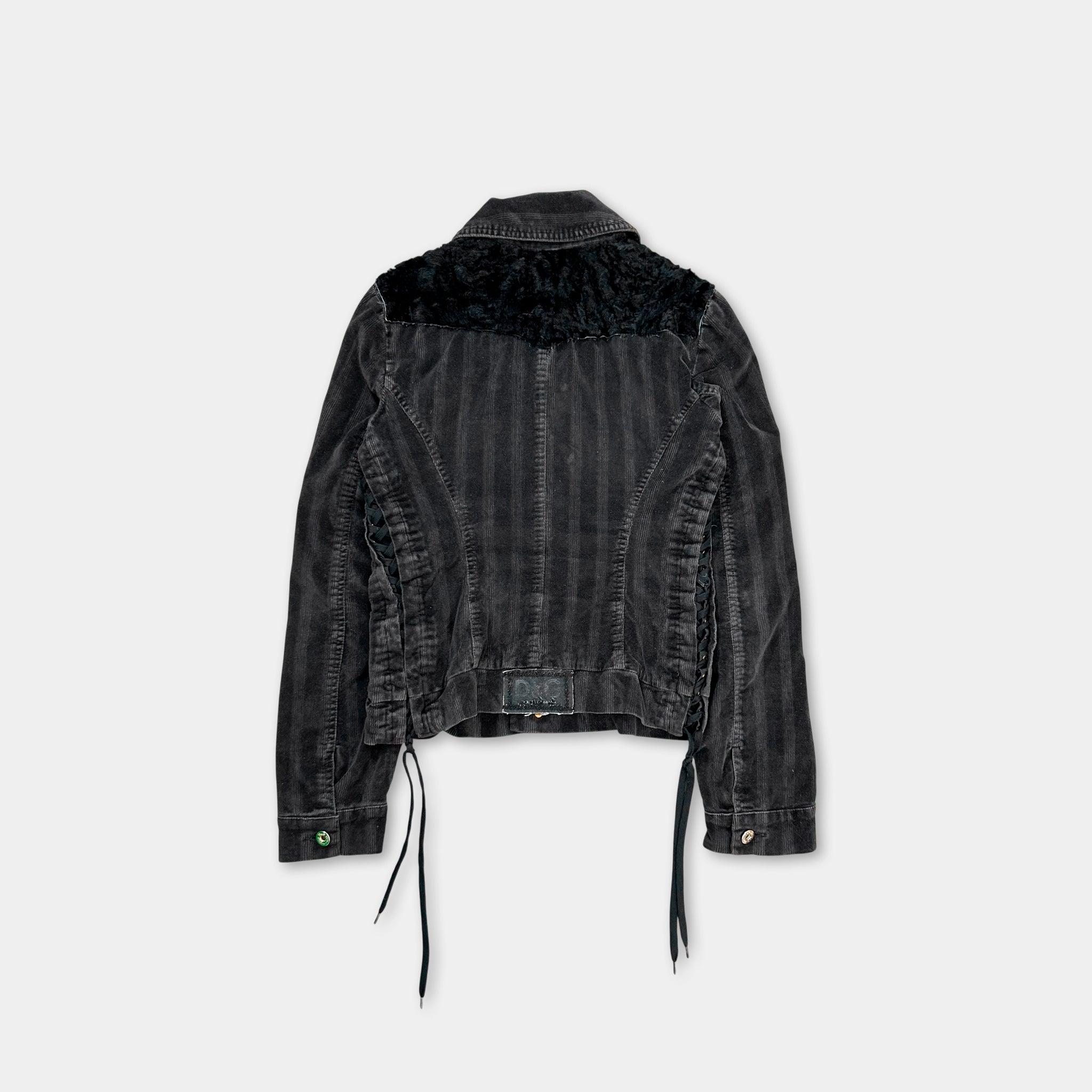 Dolce & Gabbana Black Corduroy Trucker Denim Jacket