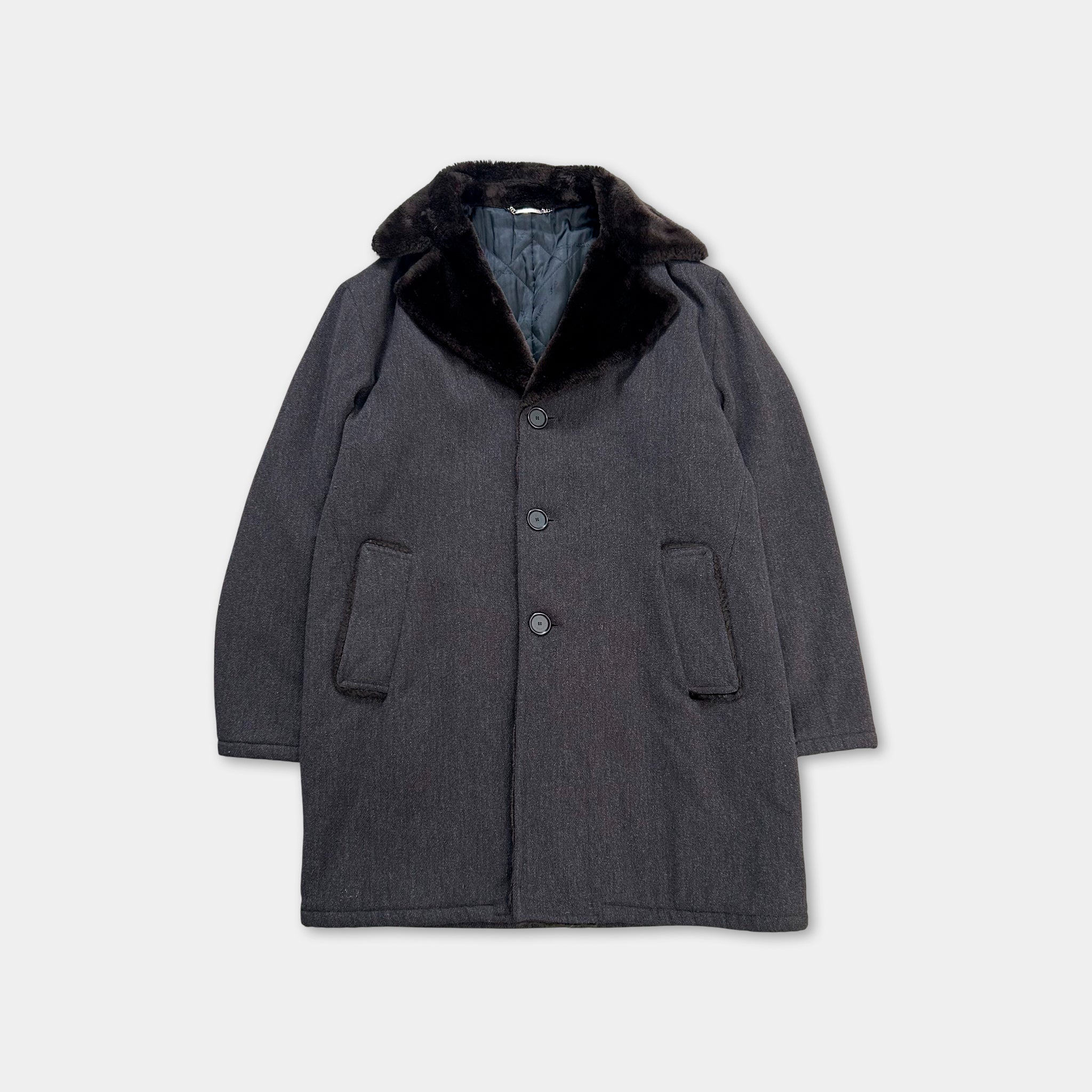 Dolce Gabbana 2000's Vintage Classic Brown Fur Collar Coat