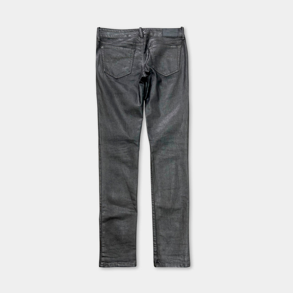 Diesel 2000's Metallic Gray Skinny Waxed Denim Pants