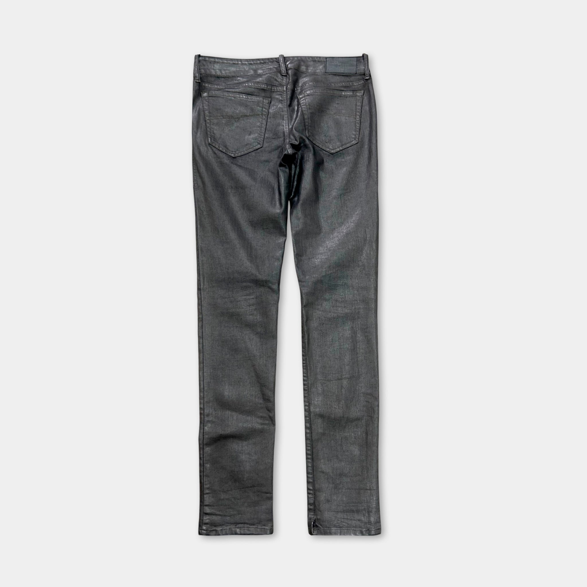 Diesel 2000's Metallic Gray Skinny Waxed Denim Pants