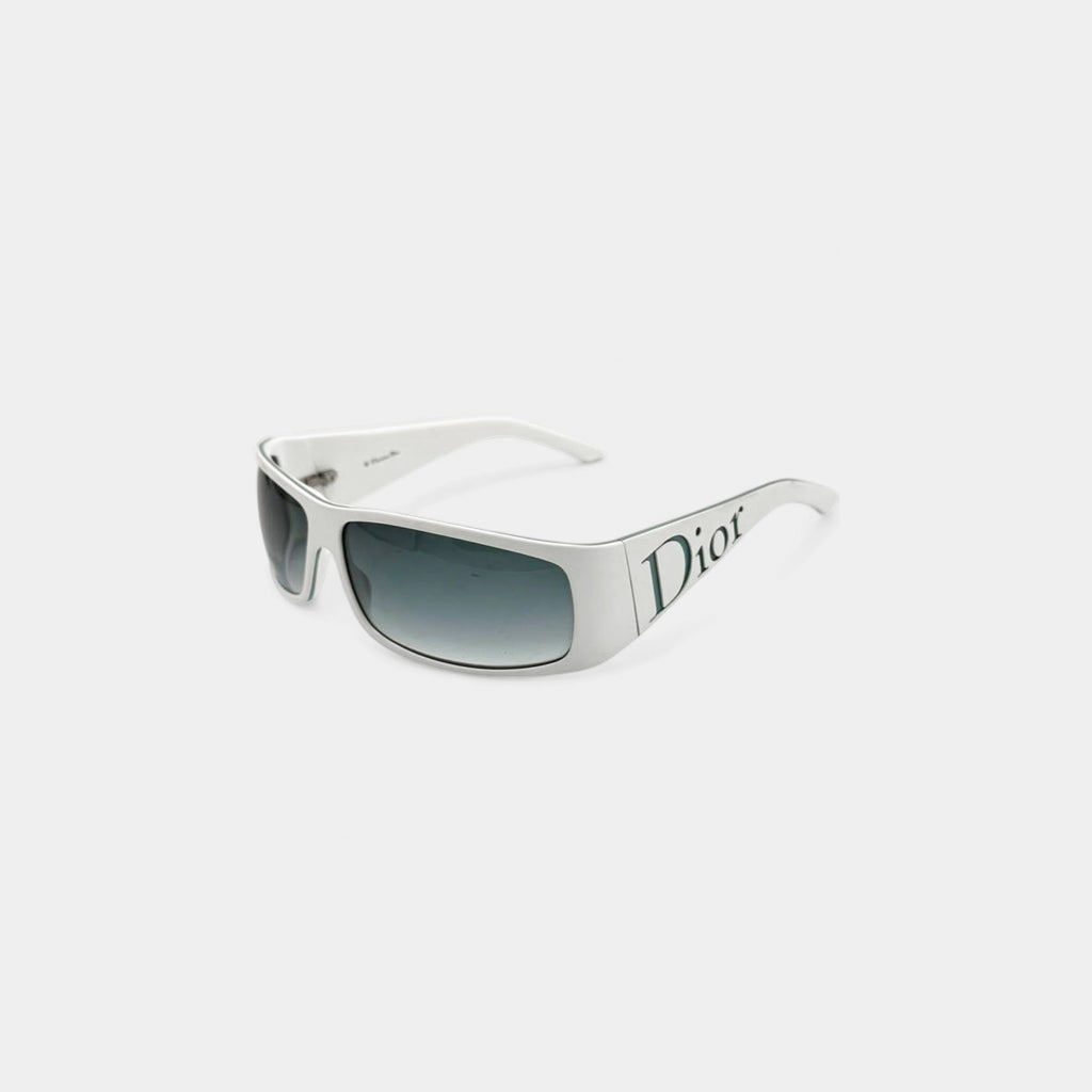 Christian Dior 2002 by Galliano White Ski 1 Wrap Shield Logo Sunglasses
