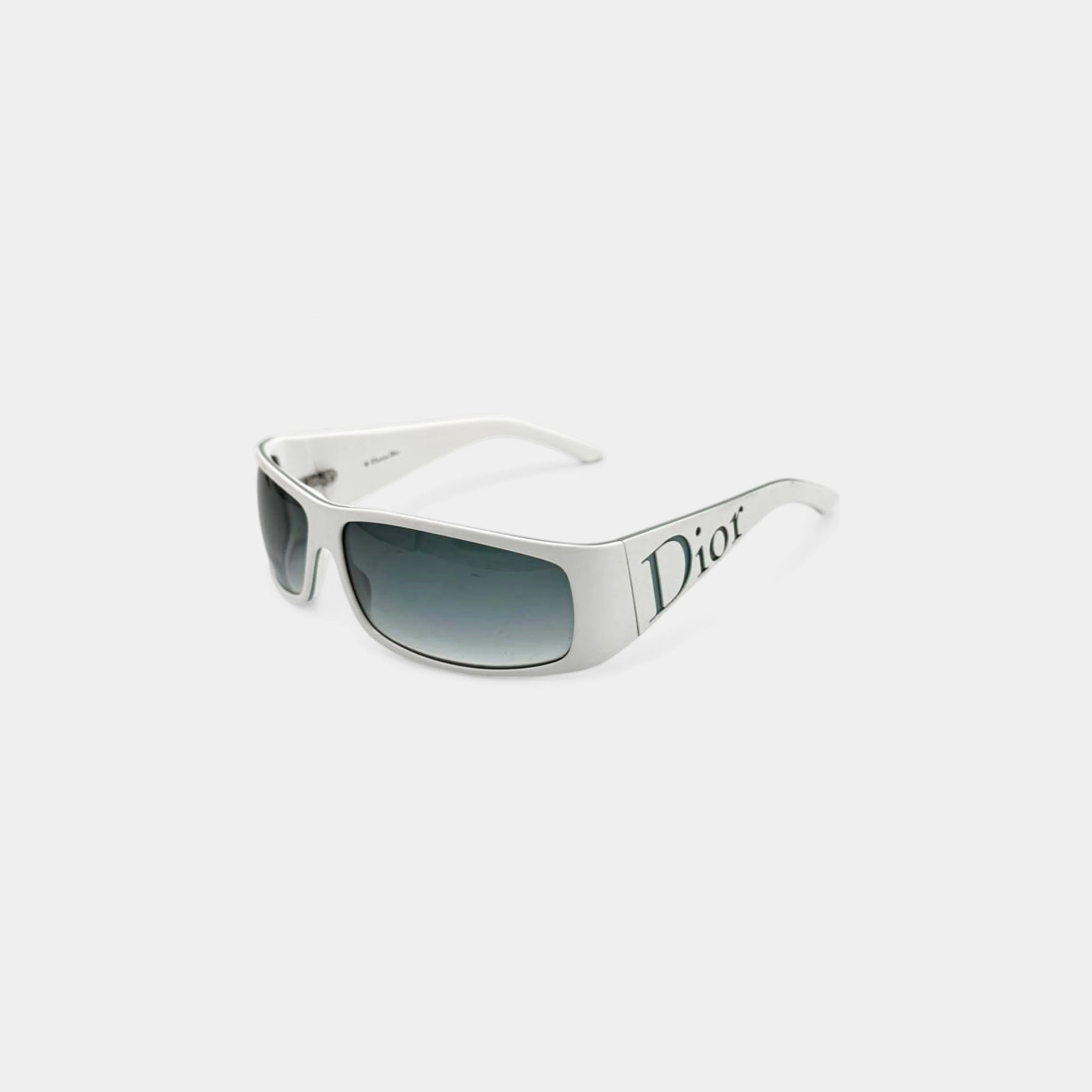 Christian Dior 2002 by Galliano White Ski 1 Wrap Shield Logo Sunglasses