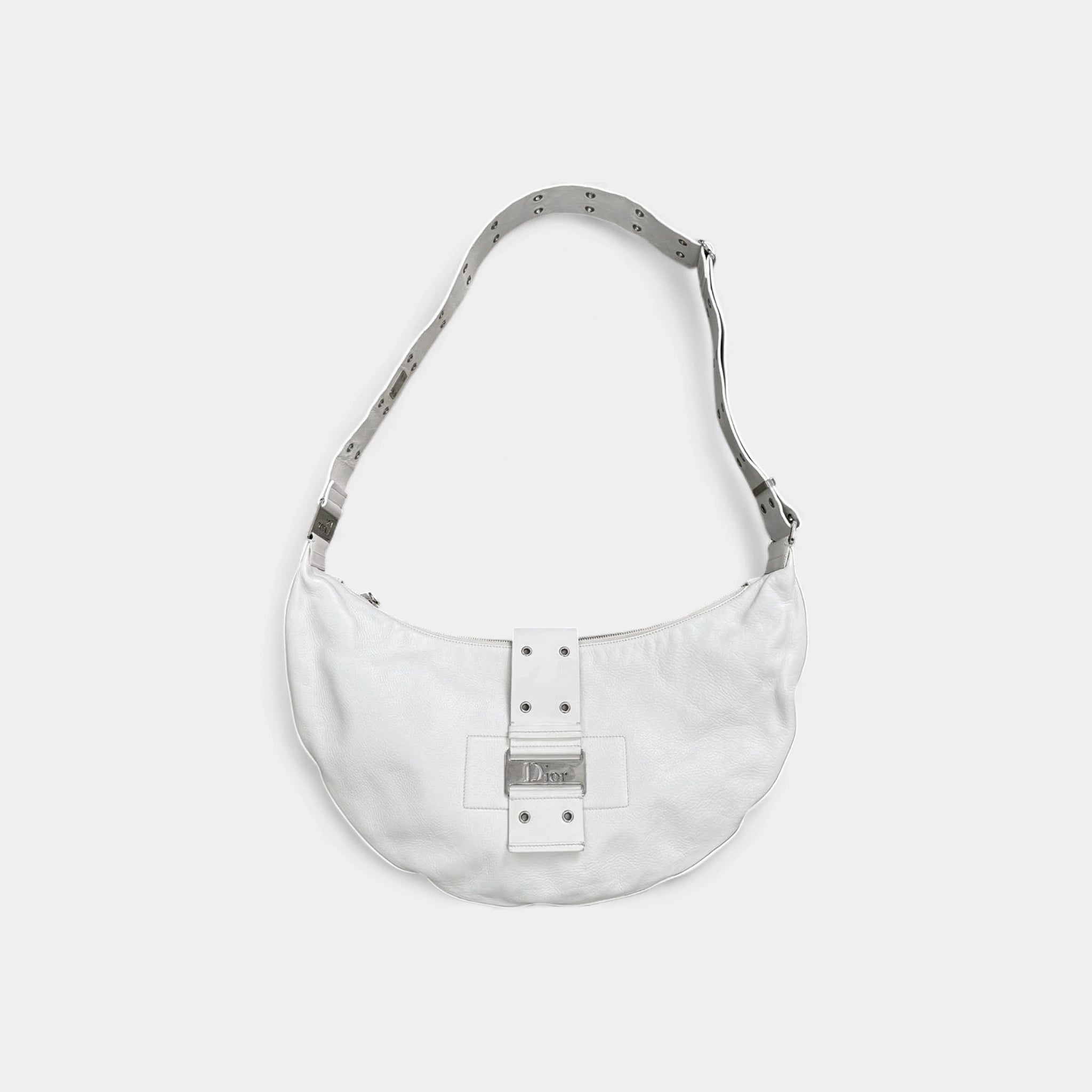 Dior by John Galliano White Leather Street Chic Hobo Bag