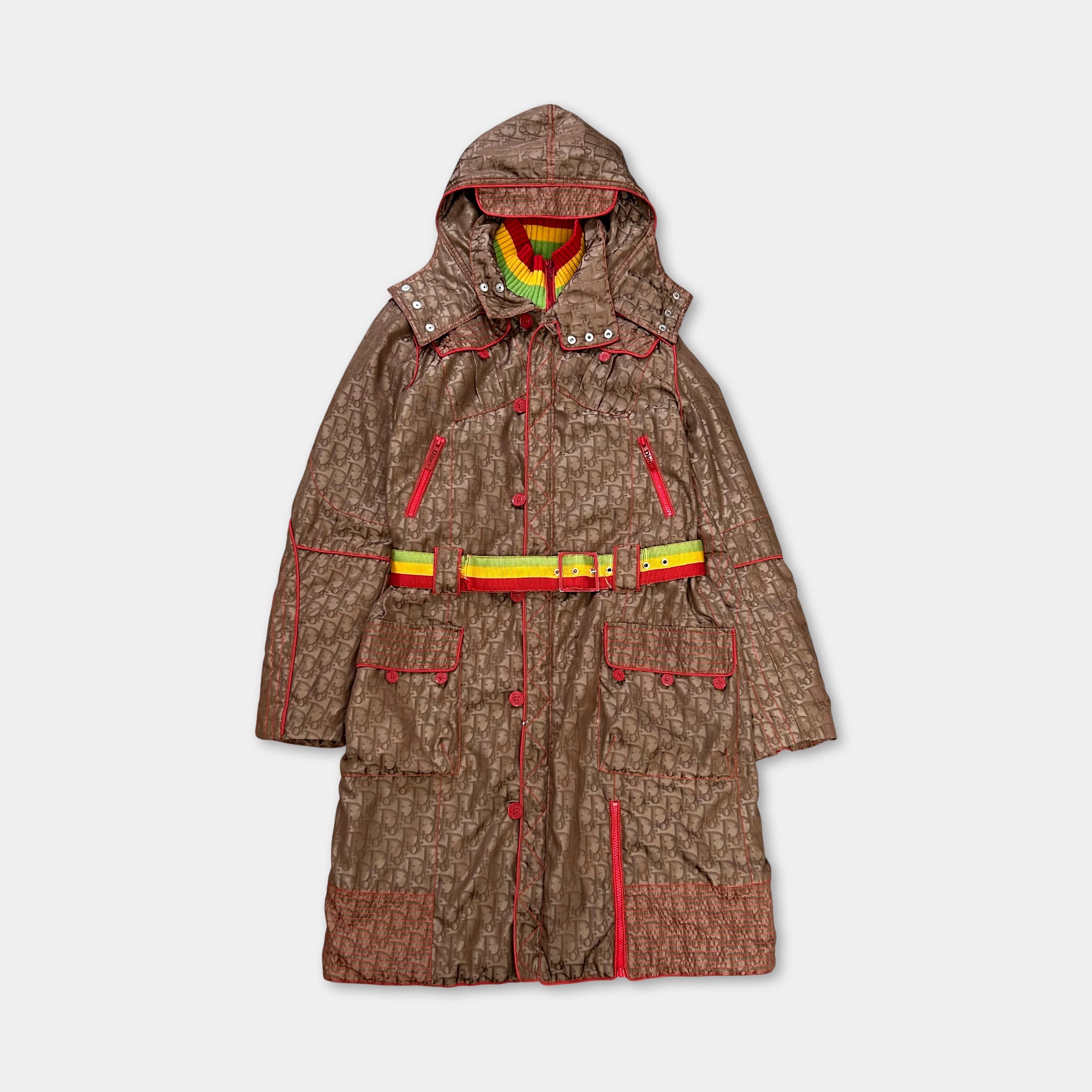 Dior 2000s Rasta Brown Trench Parka Coat