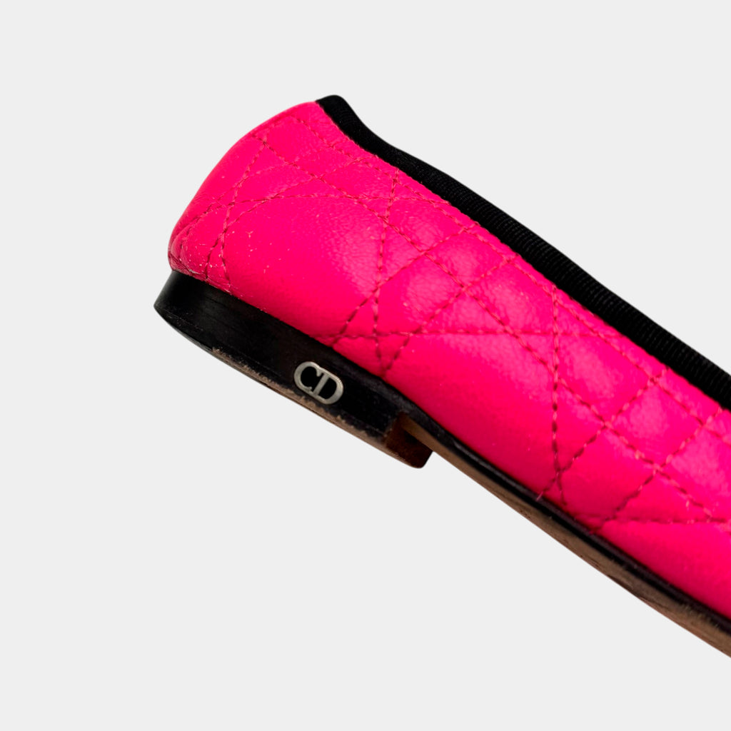 Christian Dior Vintage Pink Cannage Quilted Leather Ballet Flats
