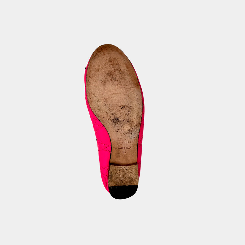Christian Dior Vintage Pink Cannage Quilted Leather Ballet Flats