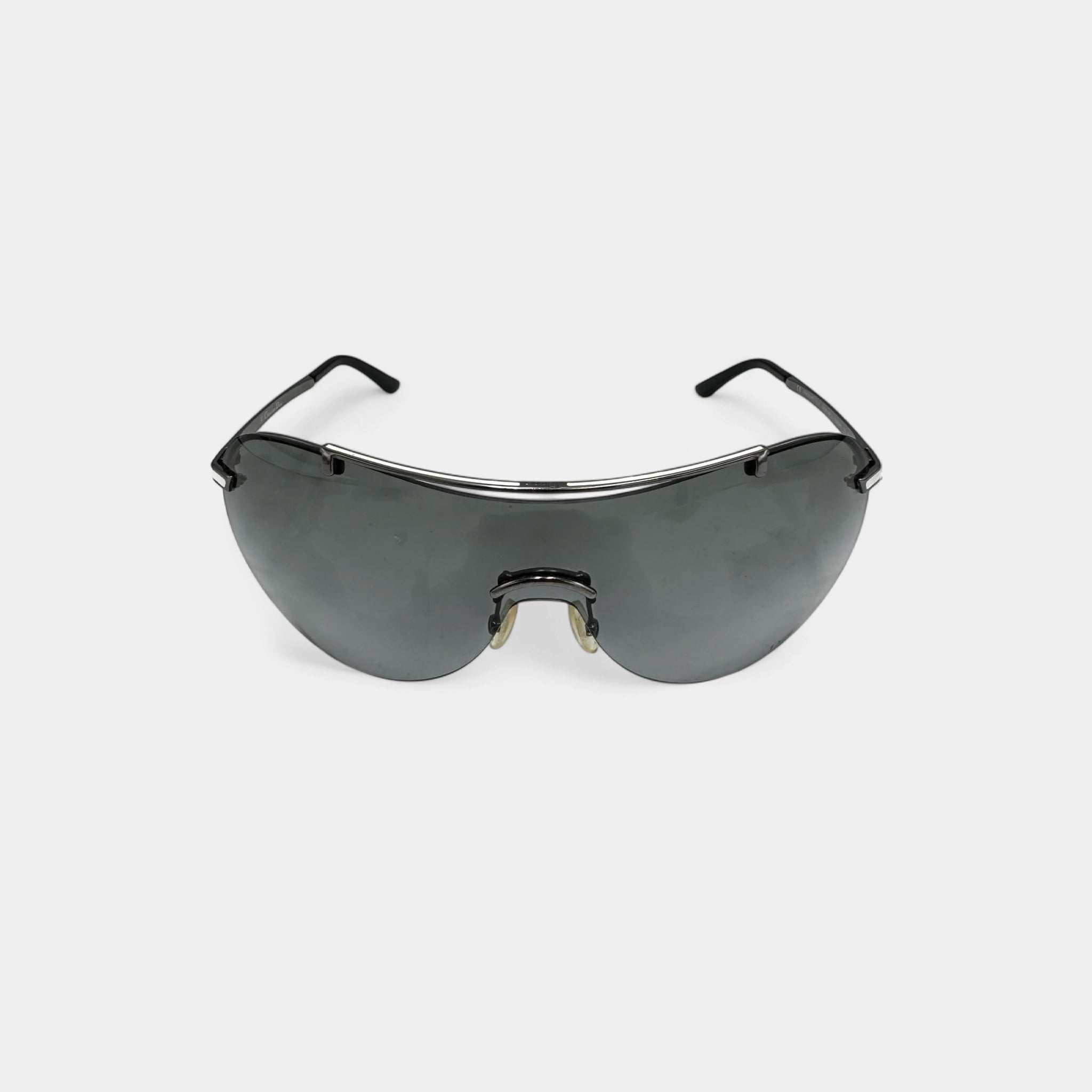 Dior 2000's Gunmetal Oversized Shield Sunglasses