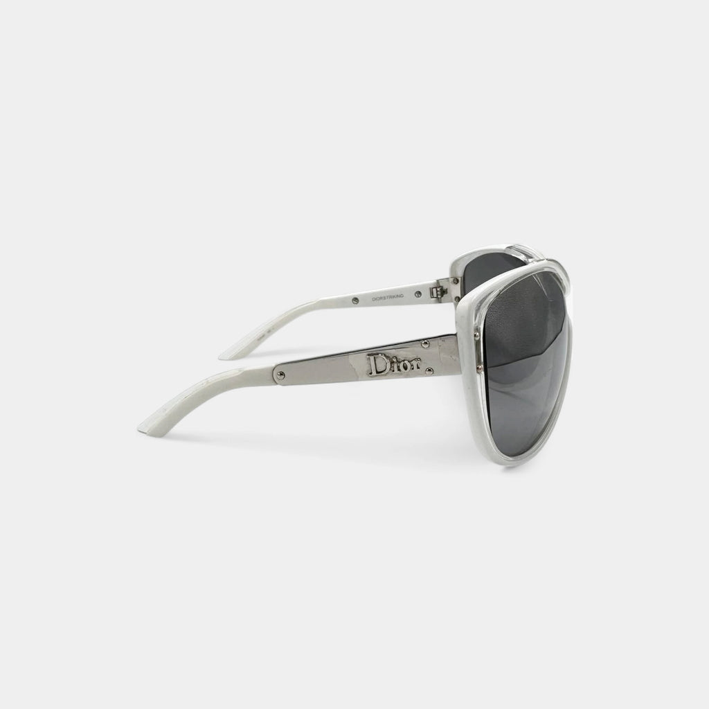 Christian Dior 2000's "Dior Striking" Oversized White Sunglasses
