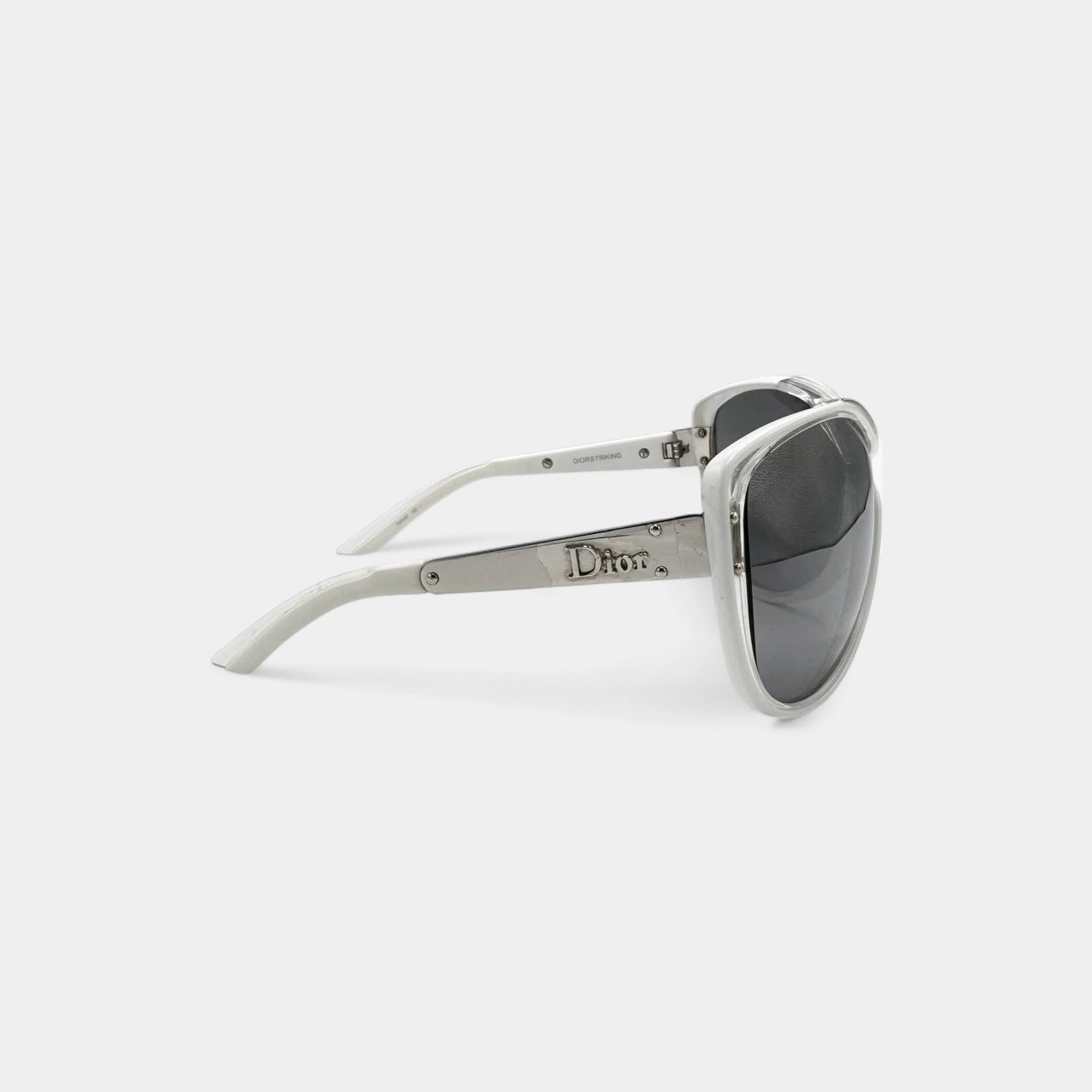 Christian Dior 2000's "Dior Striking" Oversized White Sunglasses