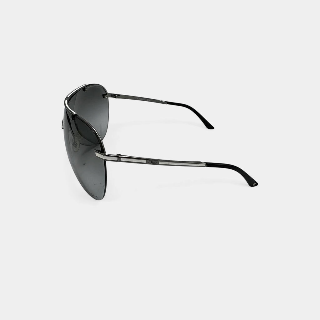 Dior 2000's Gunmetal Oversized Shield Sunglasses