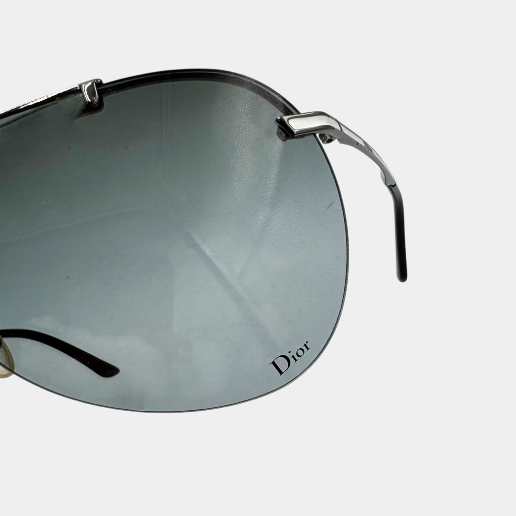 Dior 2000's Gunmetal Oversized Shield Sunglasses