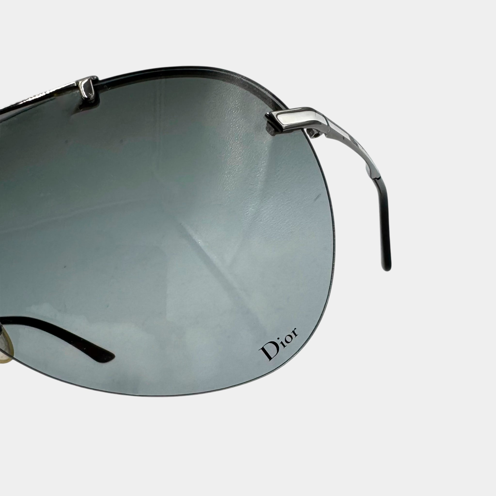 Dior 2000's Gunmetal Oversized Shield Sunglasses