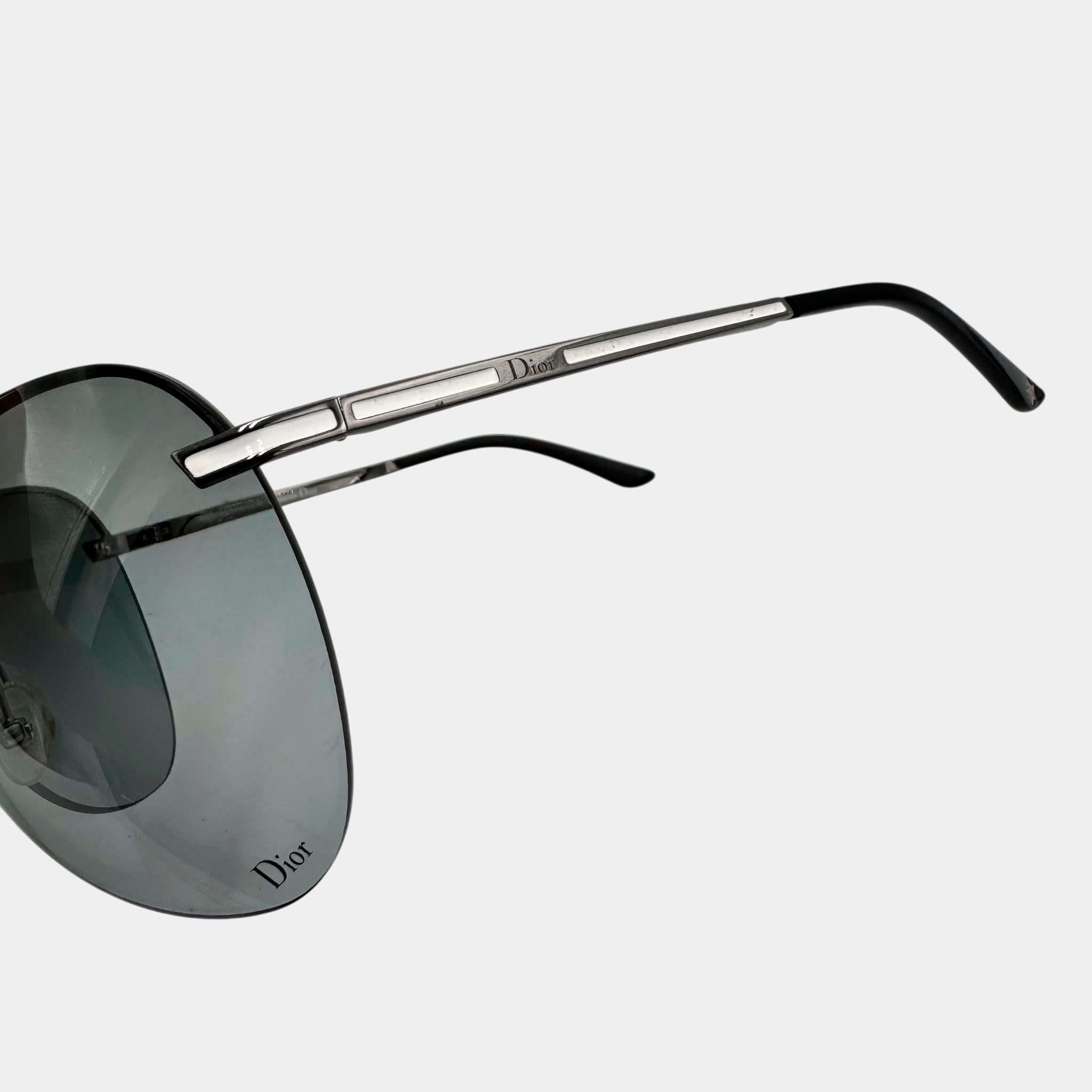 Dior 2000's Gunmetal Oversized Shield Sunglasses