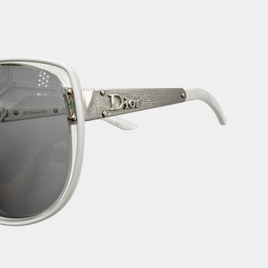 Christian Dior 2000's "Dior Striking" Oversized White Sunglasses