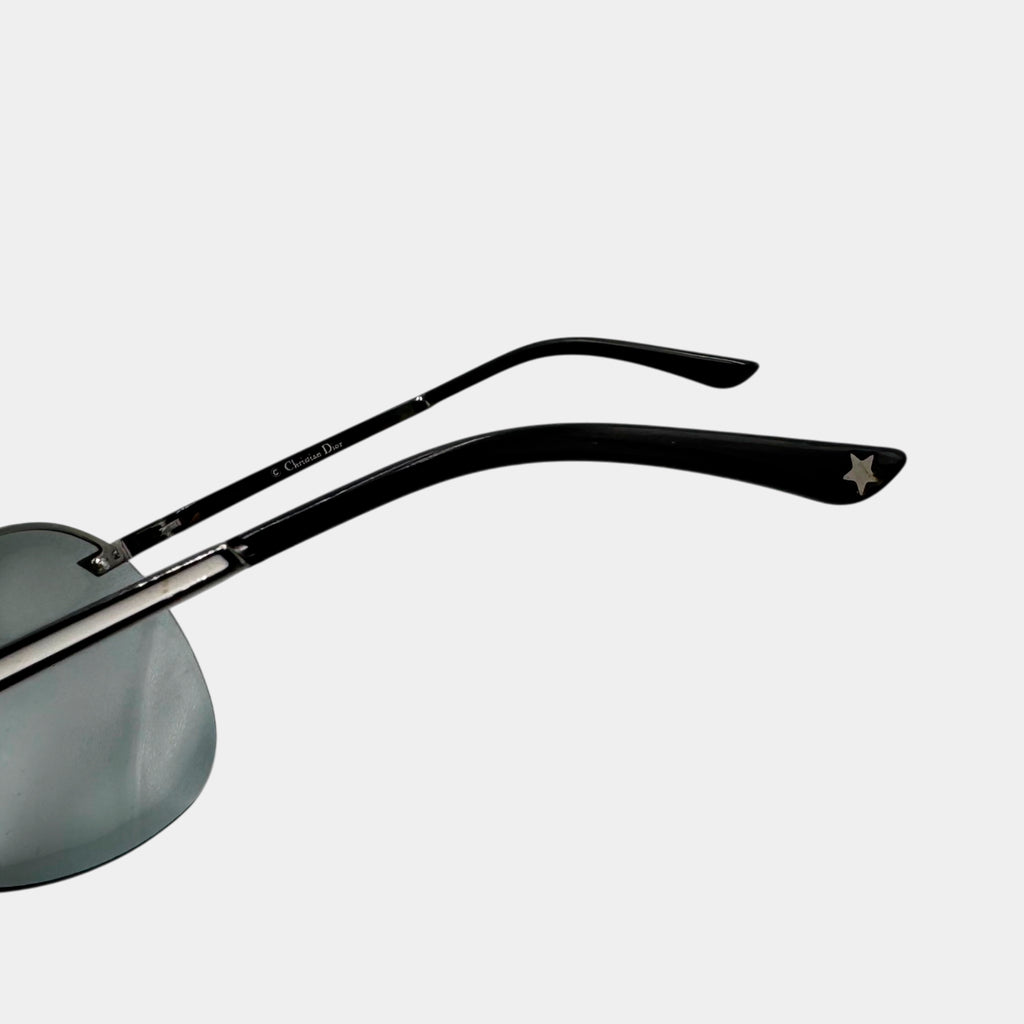 Dior 2000's Gunmetal Oversized Shield Sunglasses