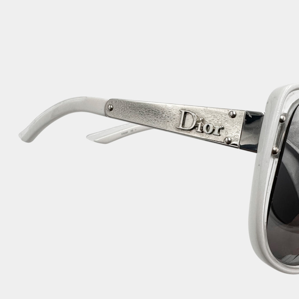 Christian Dior 2000's "Dior Striking" Oversized White Sunglasses