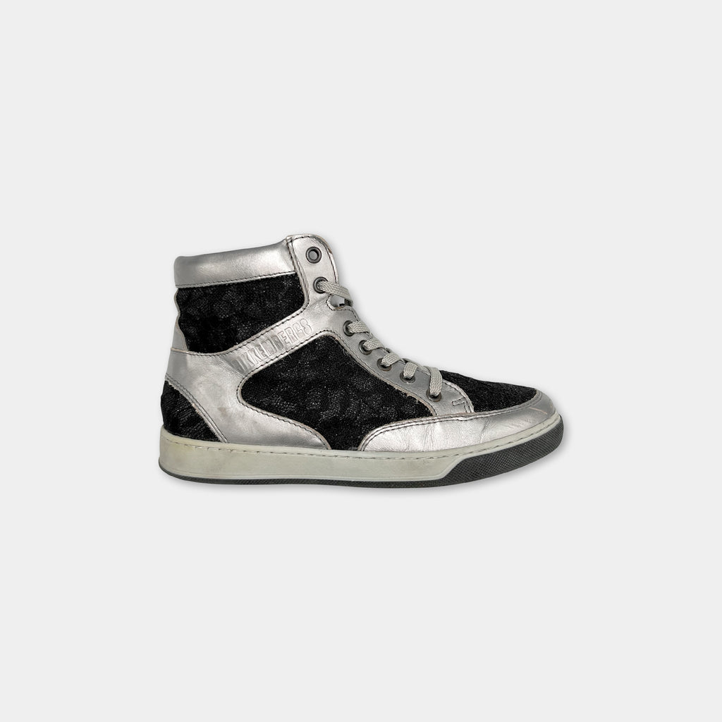 Dirk Bikkembergs Silver Black High Sneakers