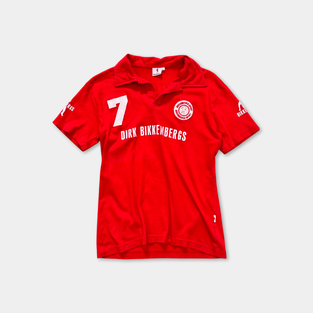 Dirk Bikkembergs Red Soccer Jersey Style Polo Shirt