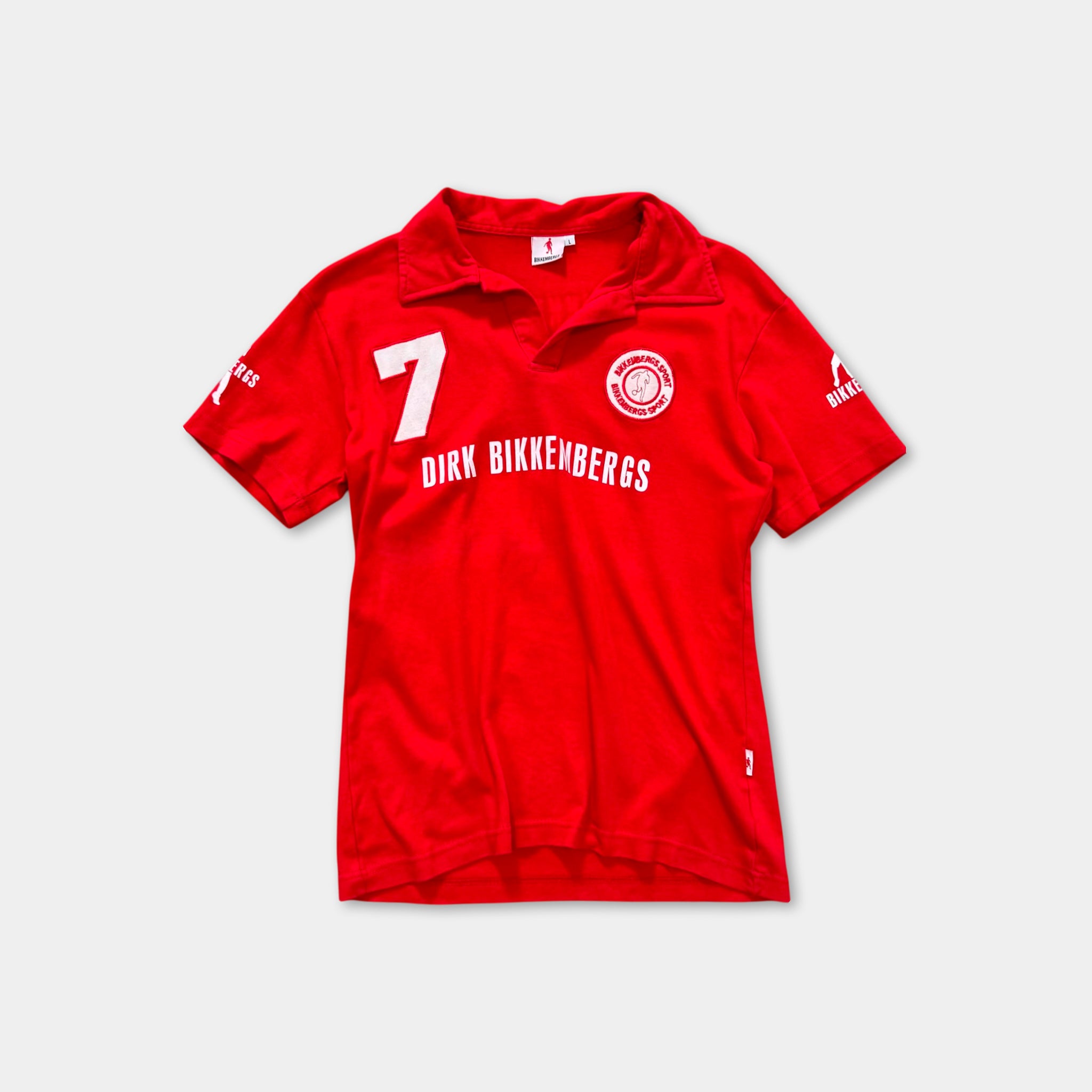 Dirk Bikkembergs Red Soccer Jersey Style Polo Shirt