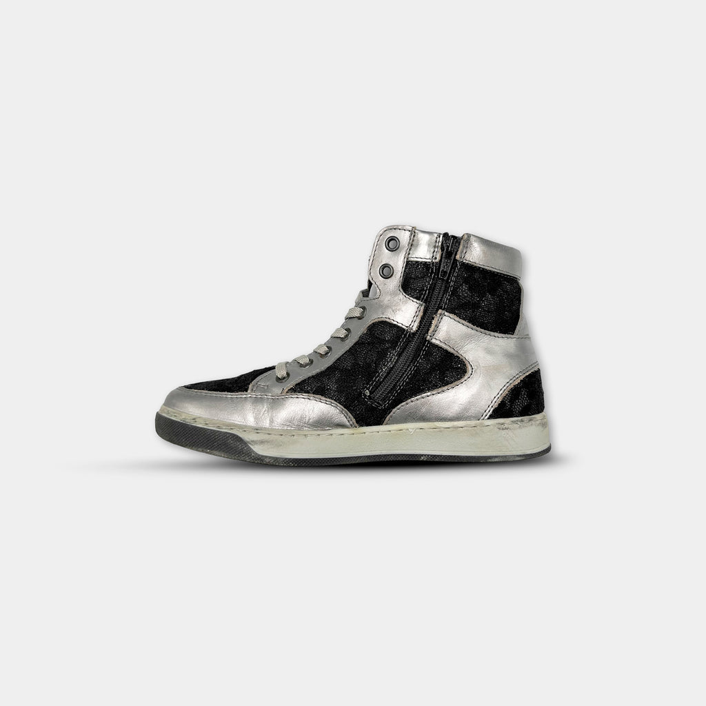 Dirk Bikkembergs Silver Black High Sneakers