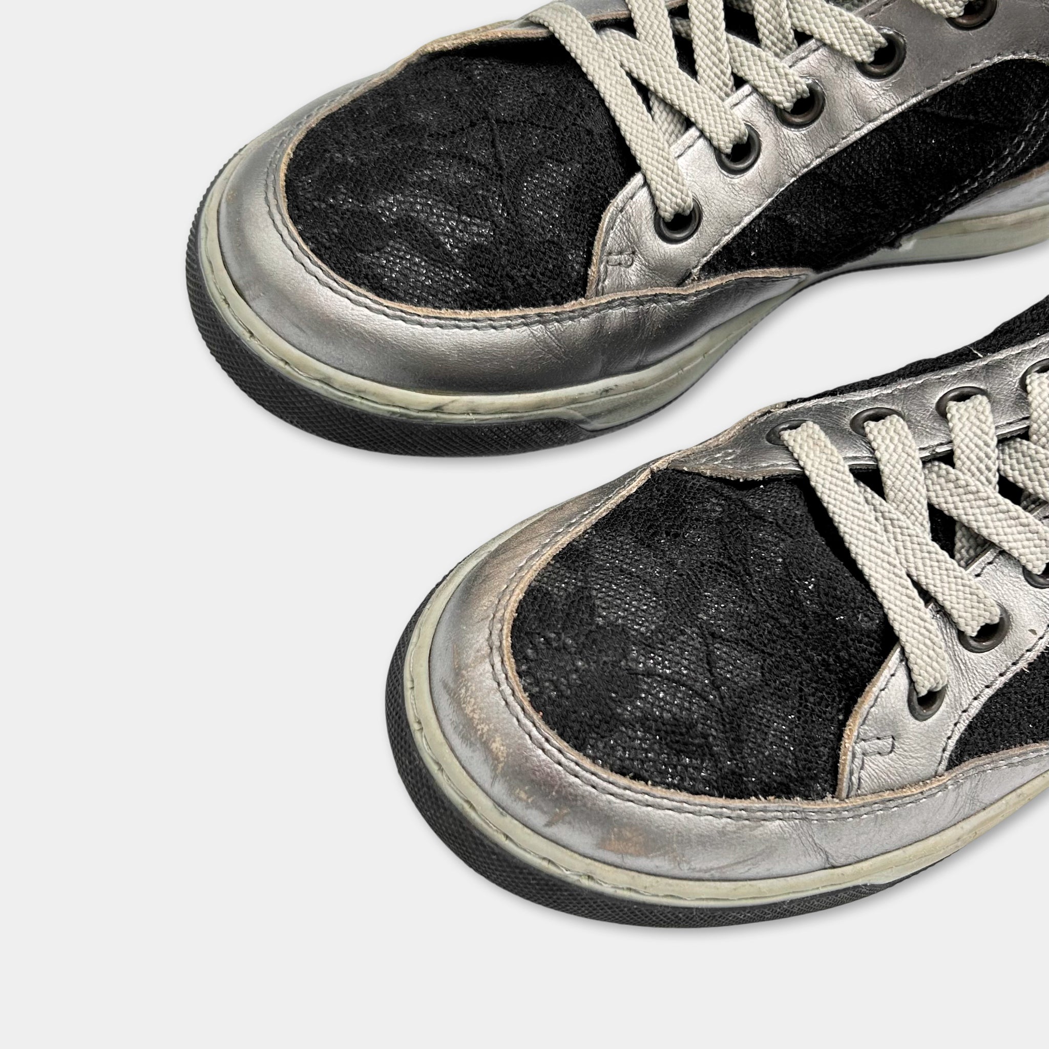 Dirk Bikkembergs Silver Black High Sneakers