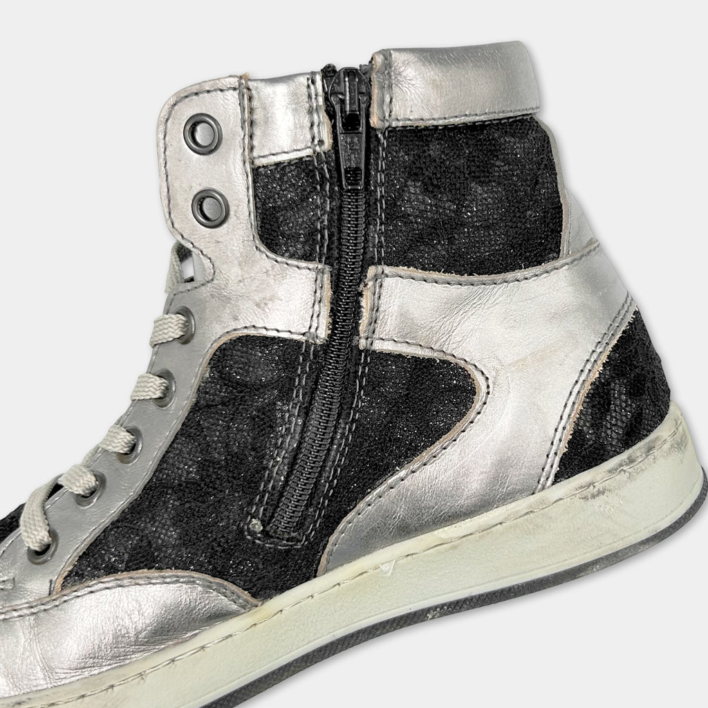 Dirk Bikkembergs Silver Black High Sneakers