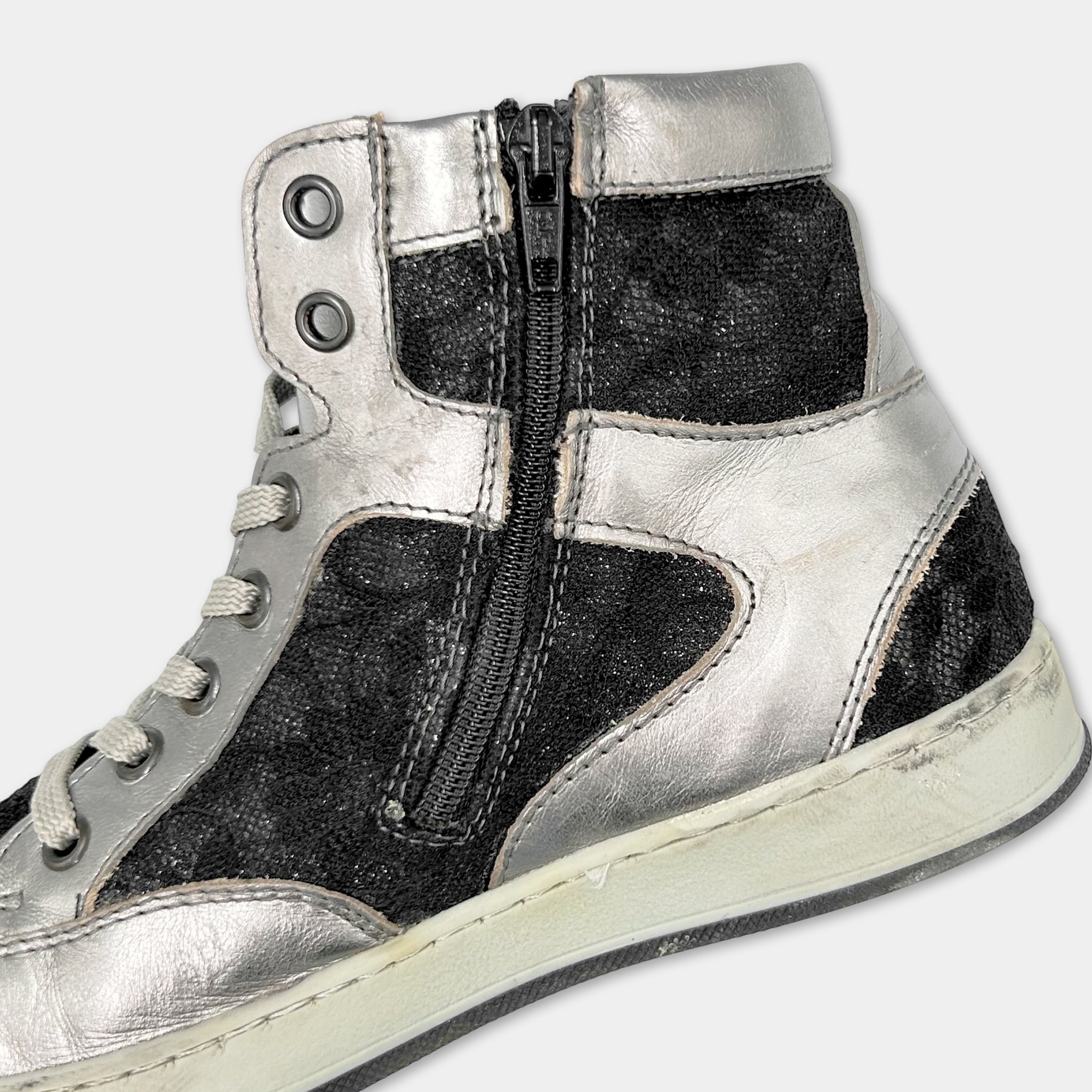Dirk Bikkembergs Silver Black High Sneakers
