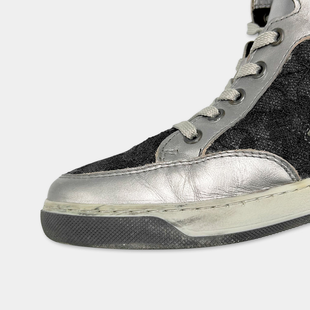 Dirk Bikkembergs Silver Black High Sneakers