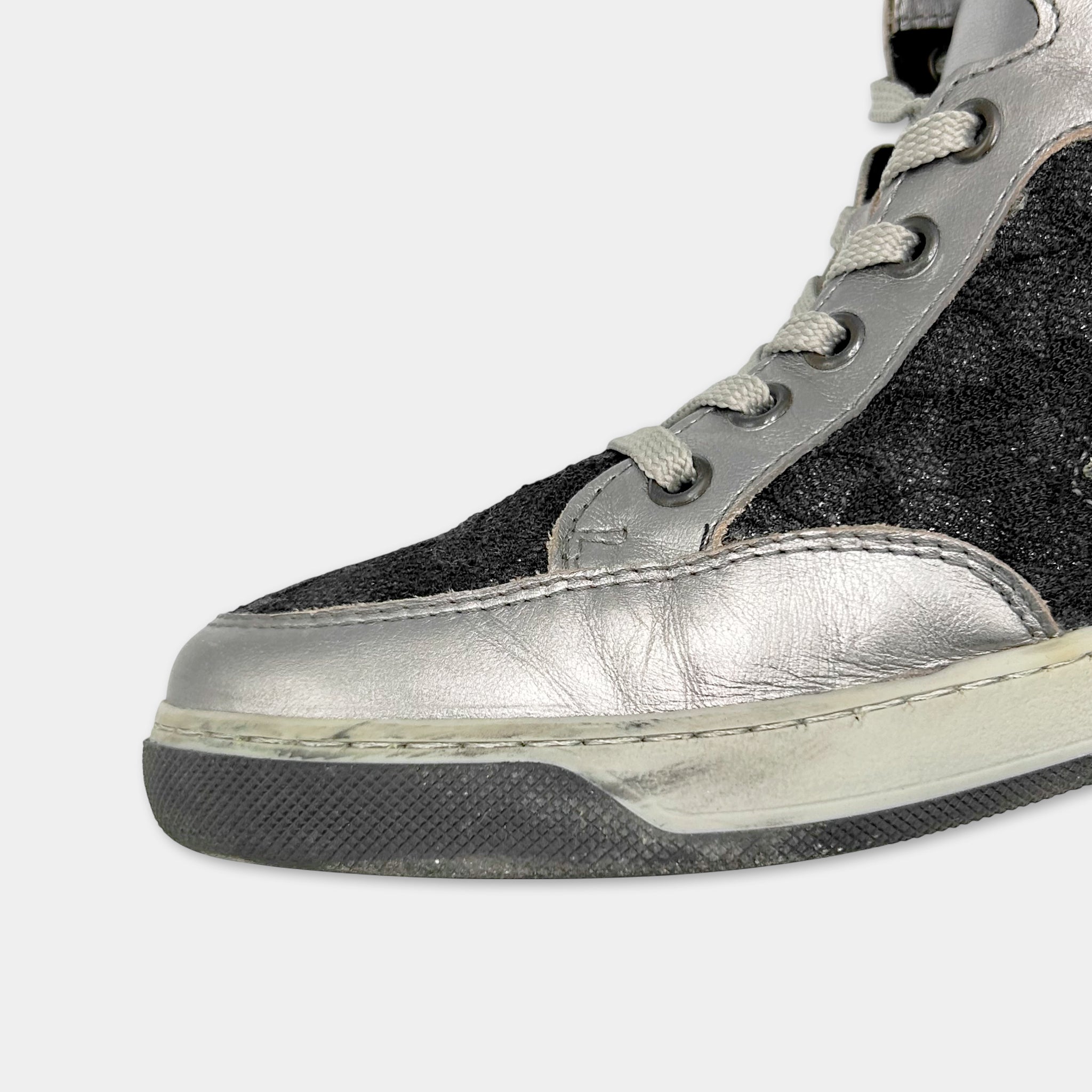 Dirk Bikkembergs Silver Black High Sneakers