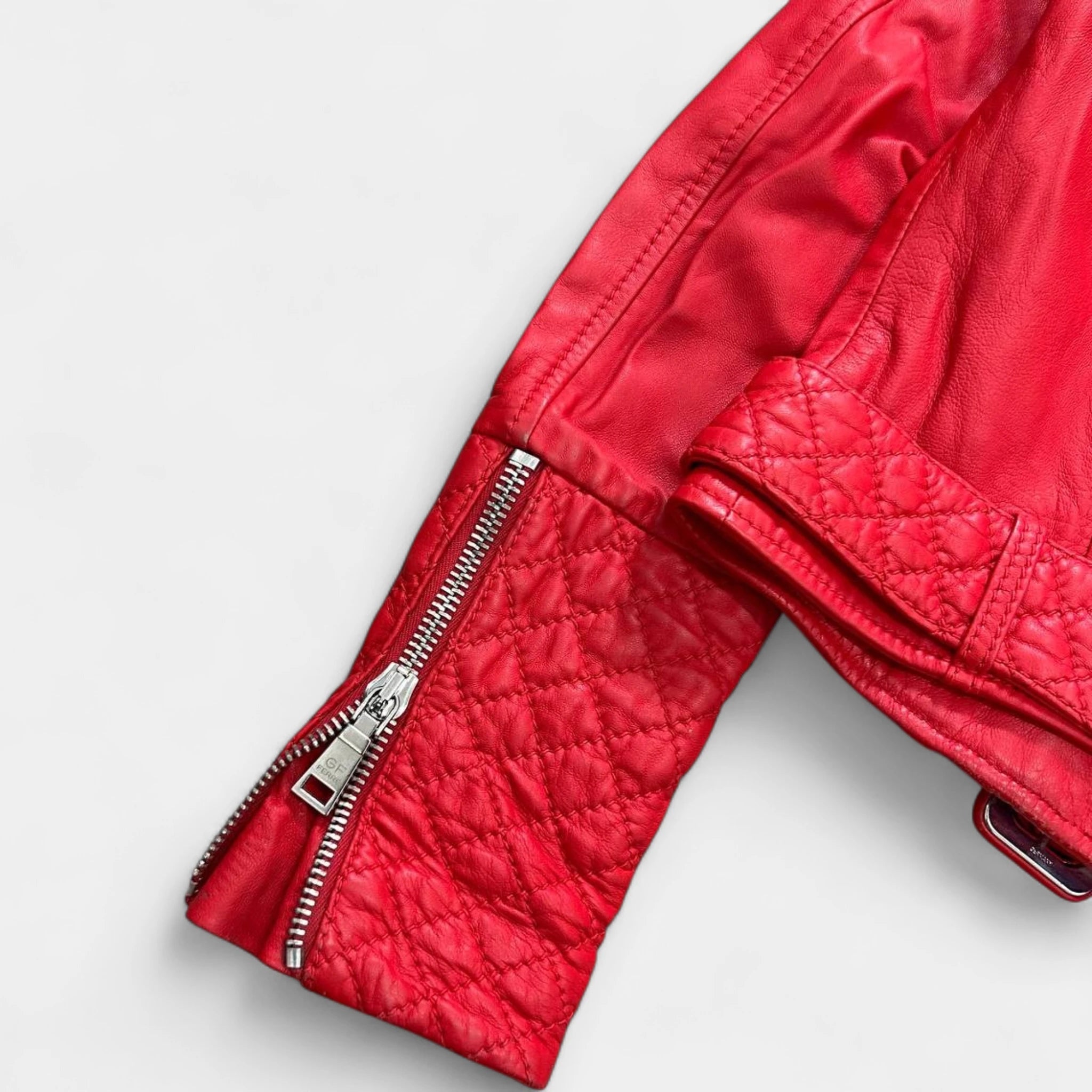 Gianfranco Ferré 1990s Quilted Red Leather Biker Jacket