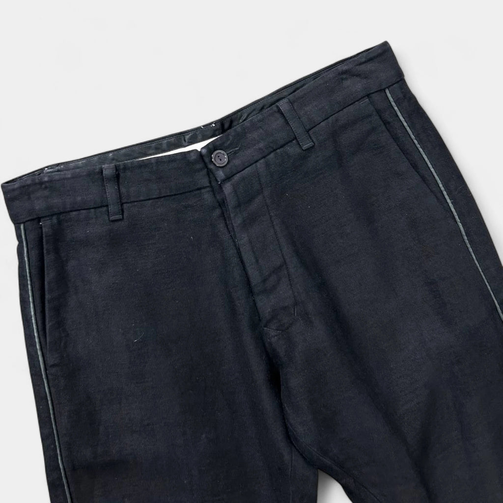Rick Owens Black Linen Three-Quarter Pants