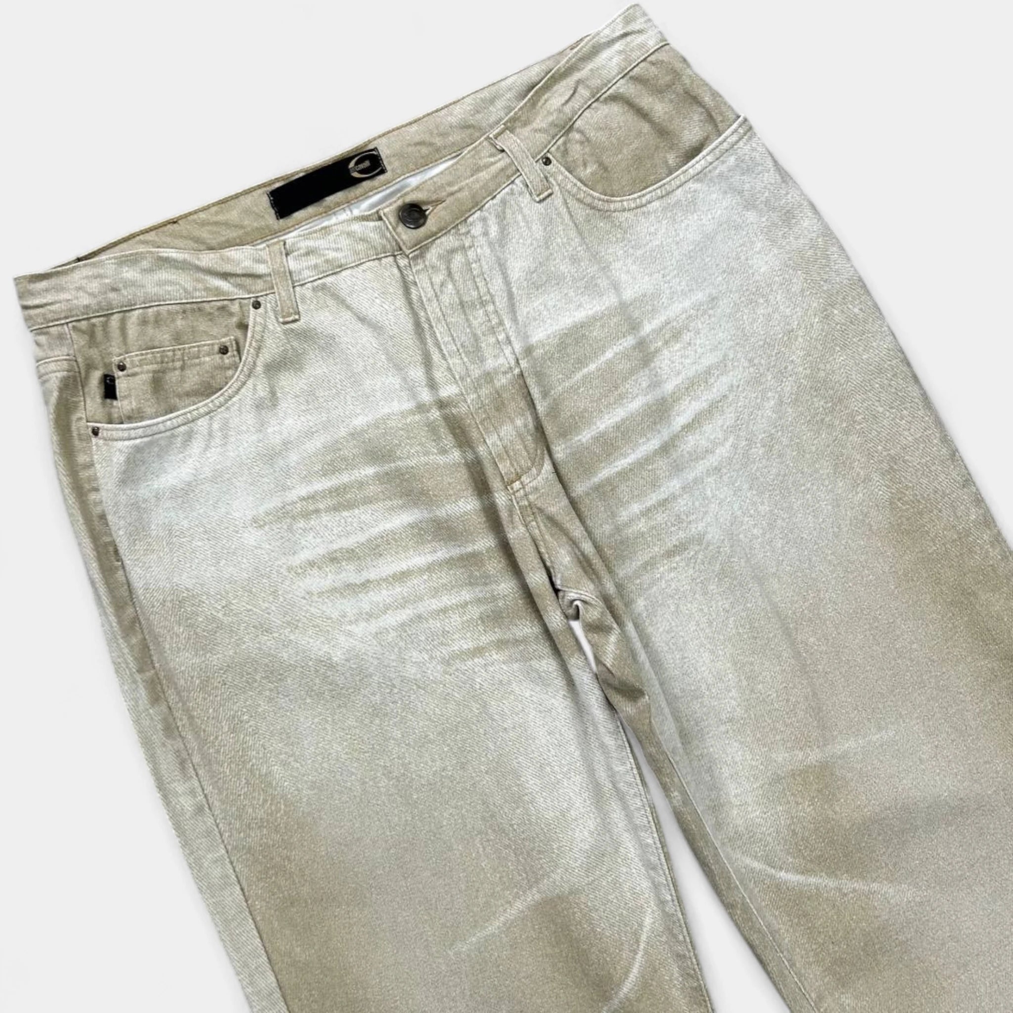 Just Cavalli Baggy Beige Denim Print Effect Jeans