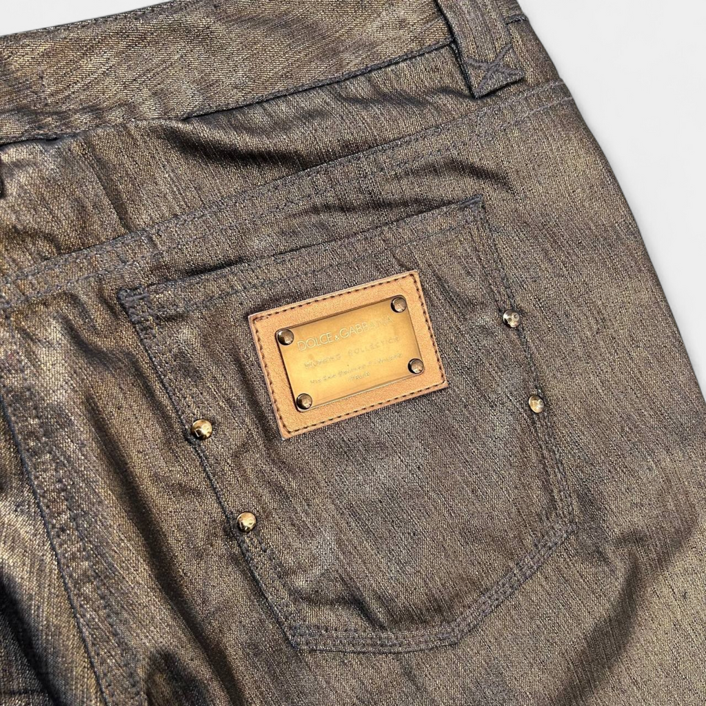 Dolce & Gabbana Metallic Gold Straight Leg Pants