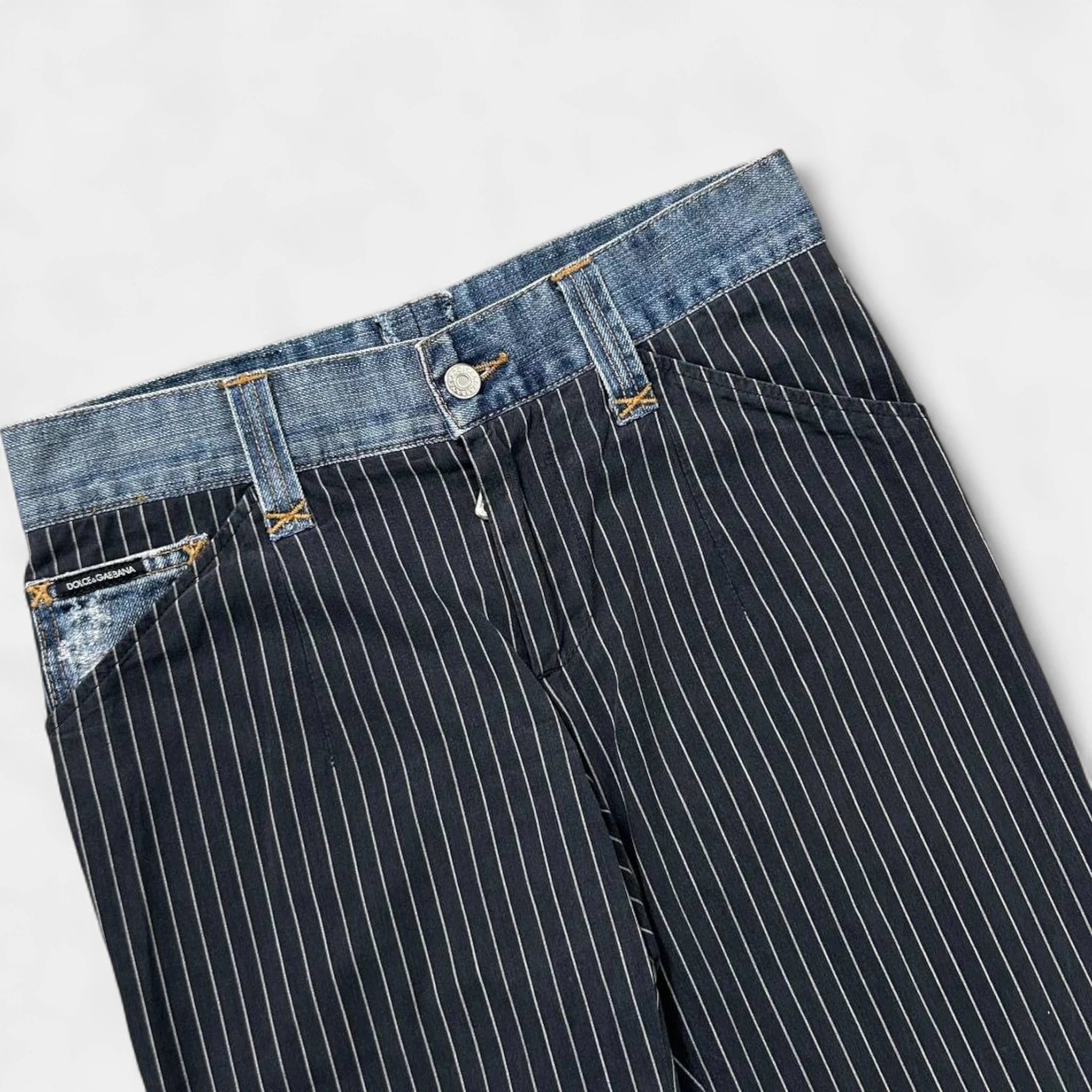 Dolce & Gabbana Striped Grey Straight Leg Pants