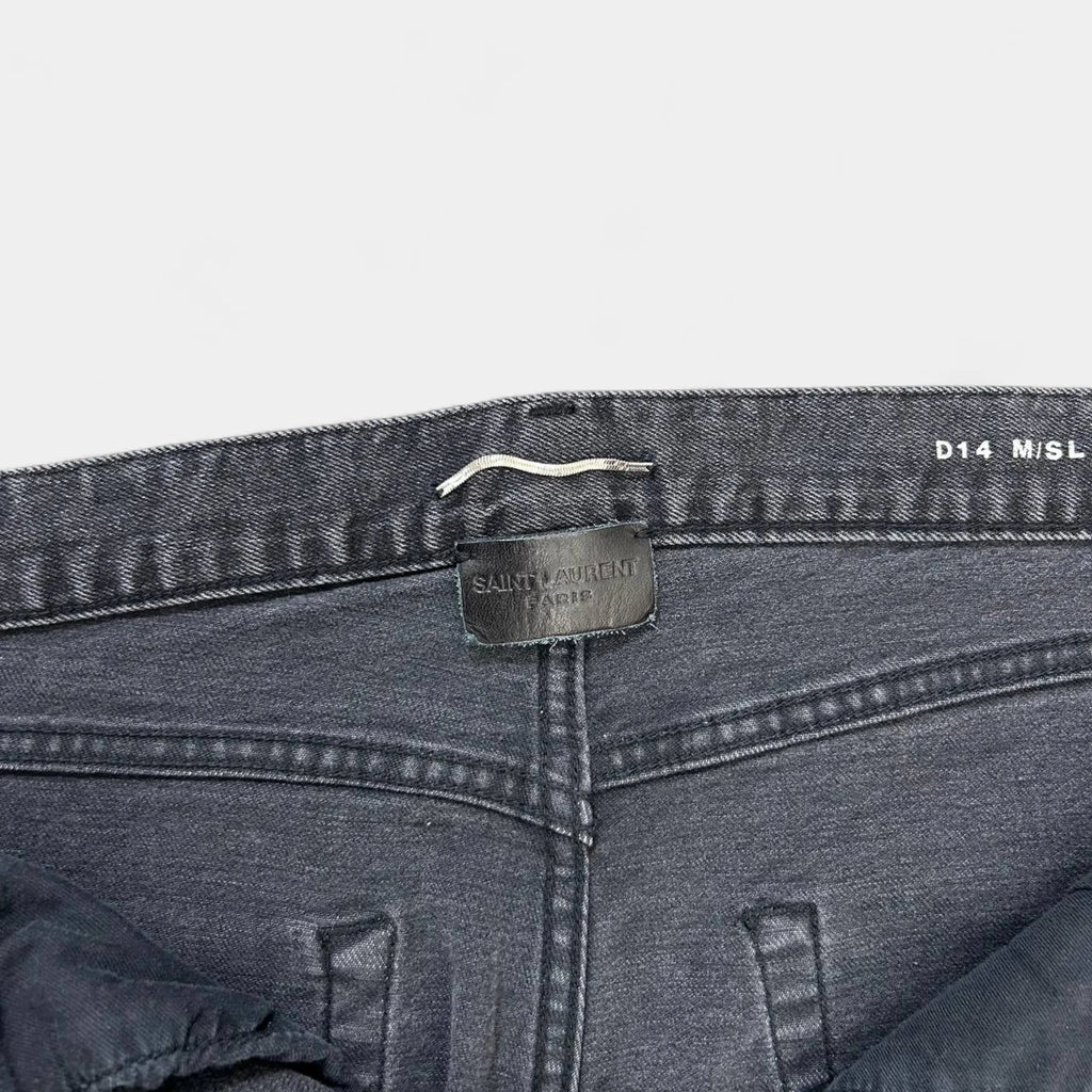Saint Laurent D14 2017 Classic Embroidered Black Grey Skinny Jeans