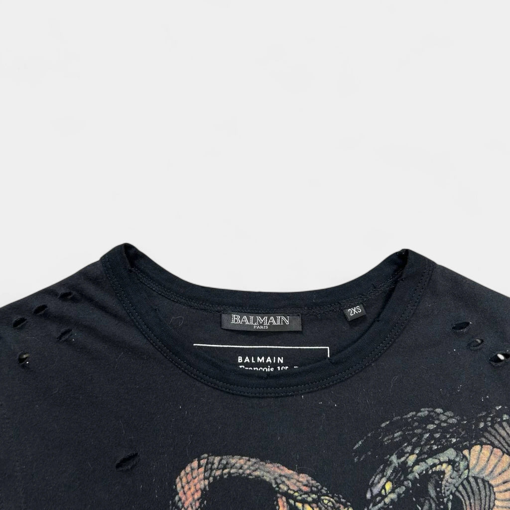 Balmain Distressed Snake Graphic Tank Top