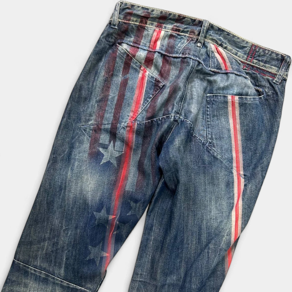 Marithé + François Girbaud "USA Flag" Wash Straight Leg Denim Jeans