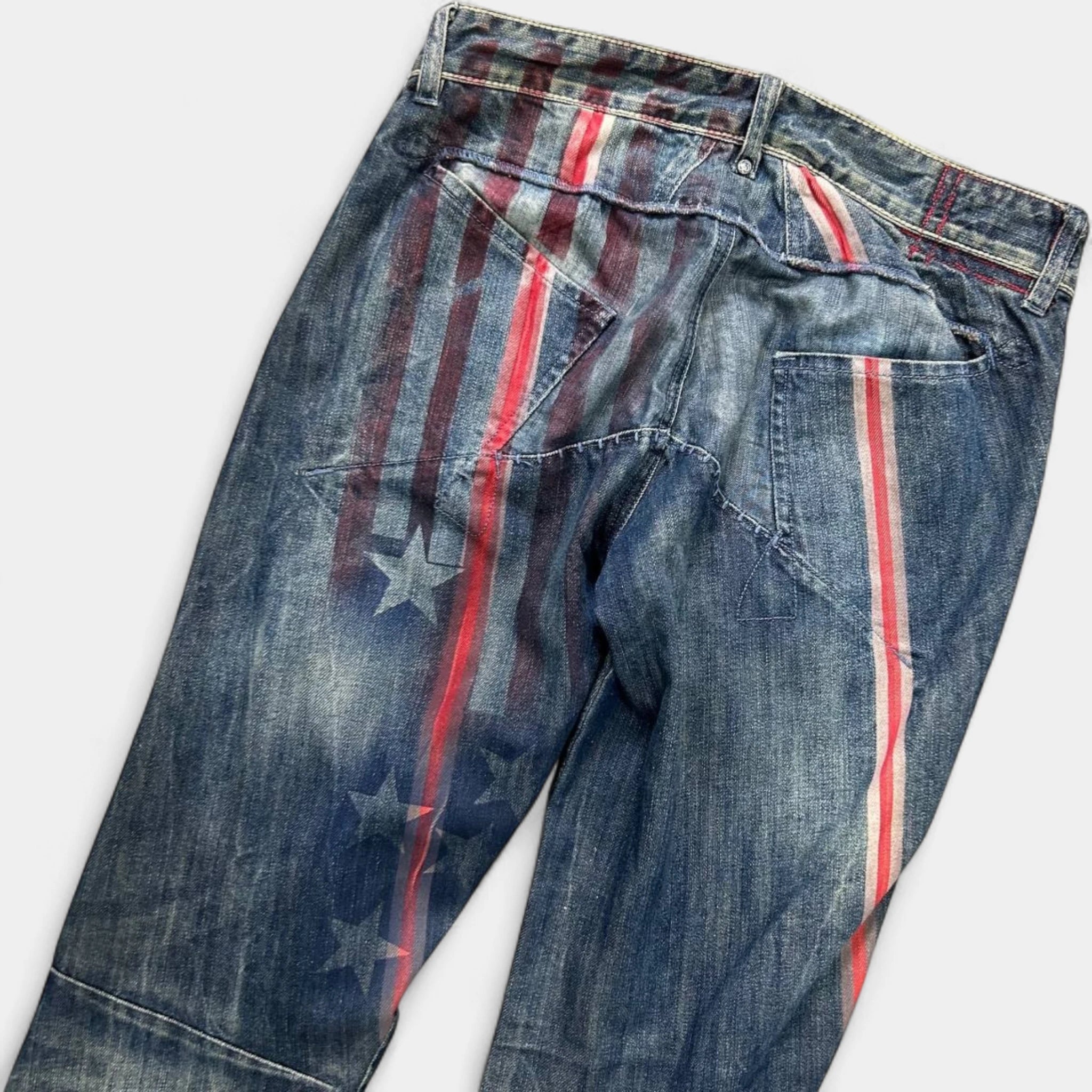 Marithé + François Girbaud "USA Flag" Wash Straight Leg Denim Jeans