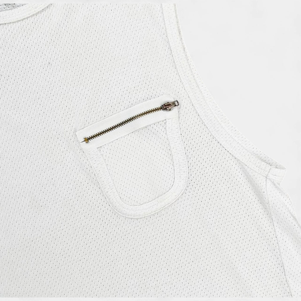 Raf Simons 2005 Zipper-Pocket Sleeveless White Tank Top