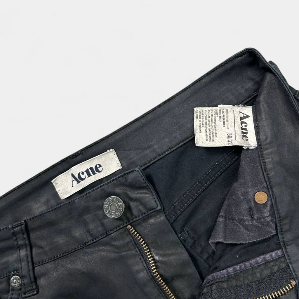 Acne Studios Vintage Avant-Garde Black Coated Denim Skinny Jeans