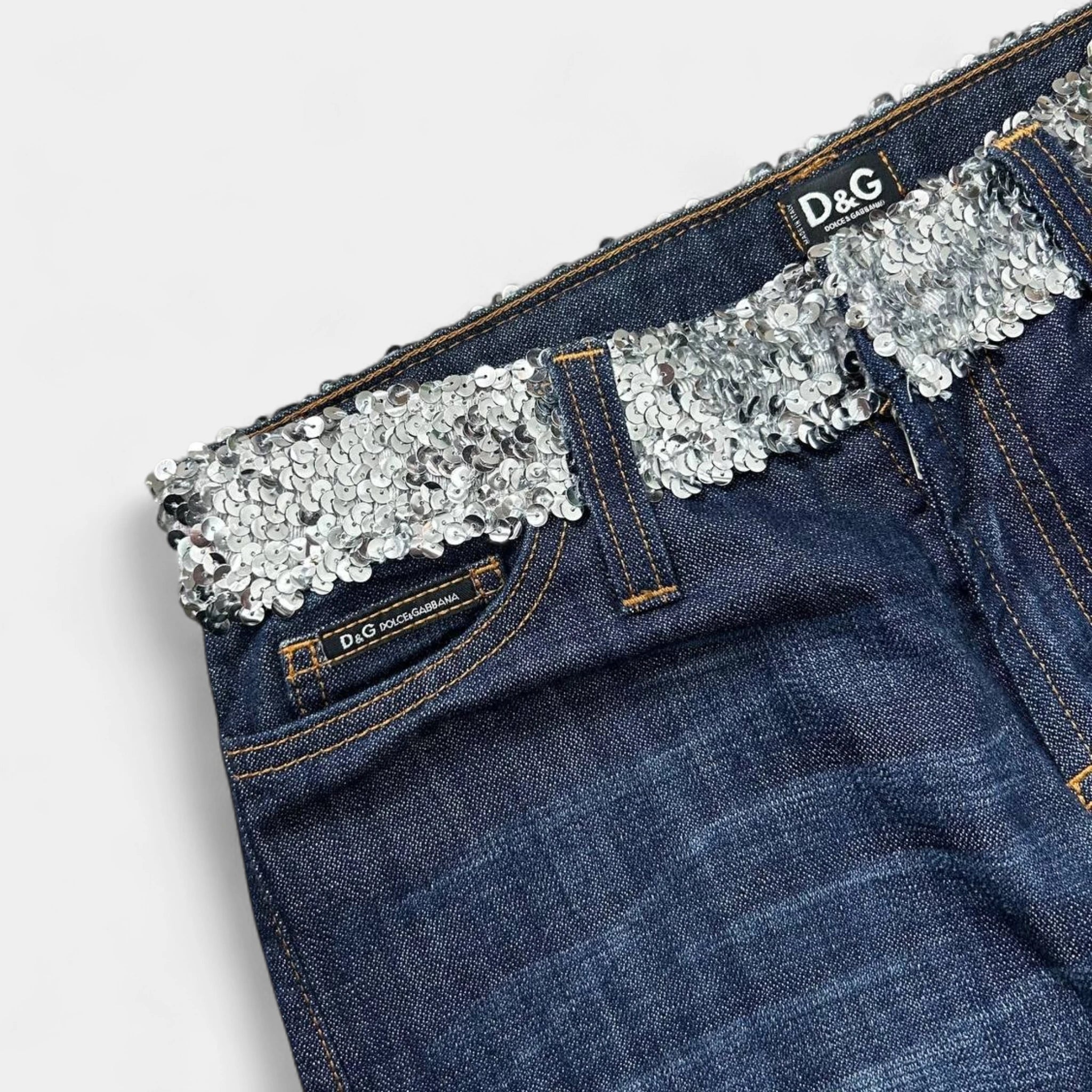 Dolce & Gabbana 2000's Sequined Straight Cut Jeans