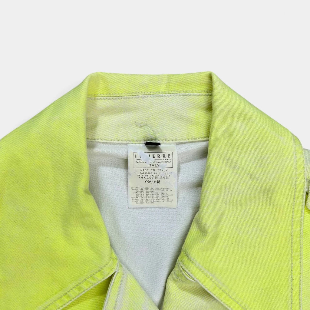 Just Cavalli 2000's Neon Yellow Denim Biker Jacket