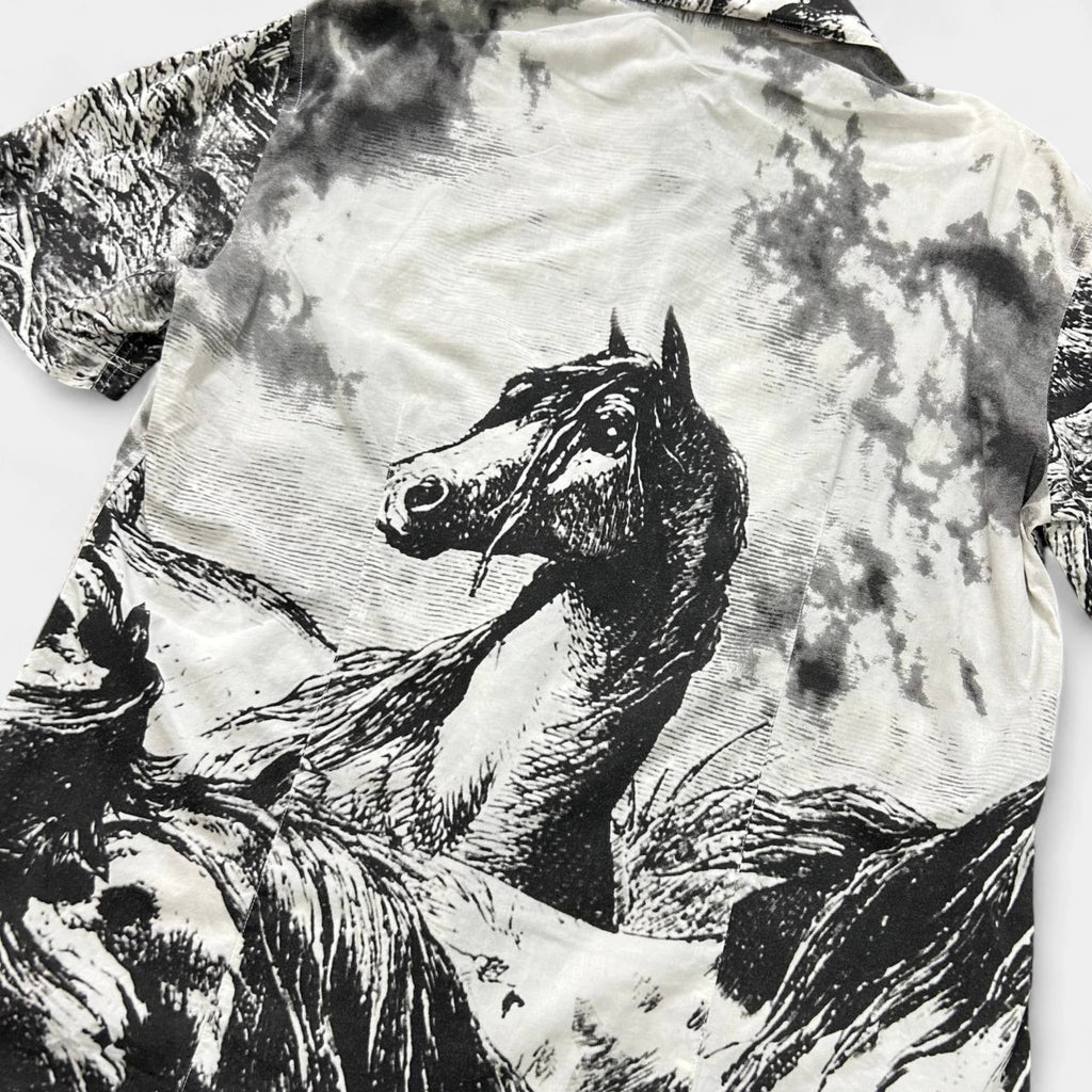 Just Cavalli SS05 Horses Graphic Print Short Sleeve Shirt