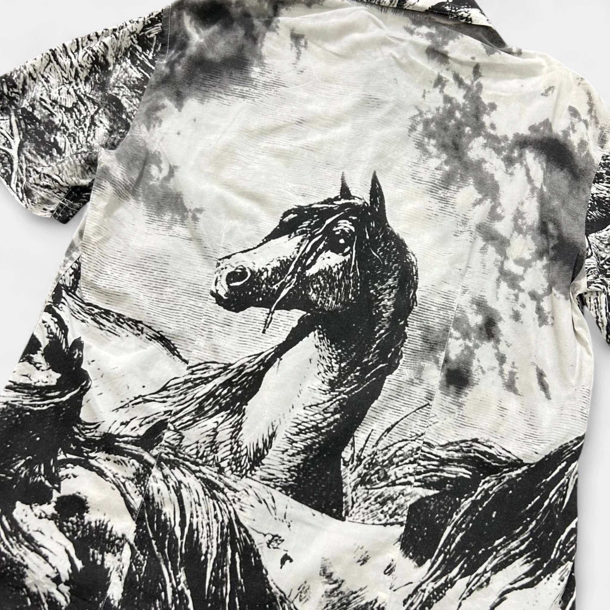 Just Cavalli SS05 Horses Graphic Print Short Sleeve Shirt