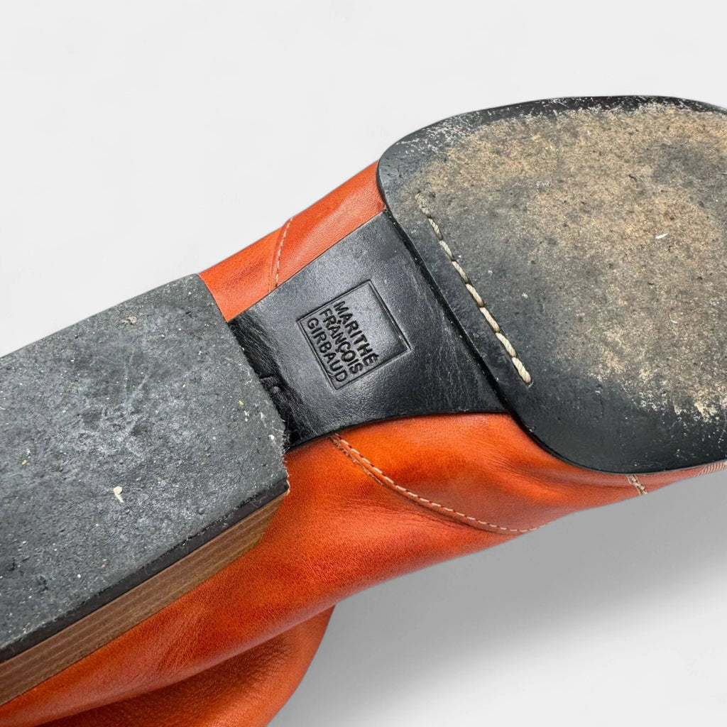 Marithé + François Girbaud Orange Slouchy Back-Zip Brogue Boots