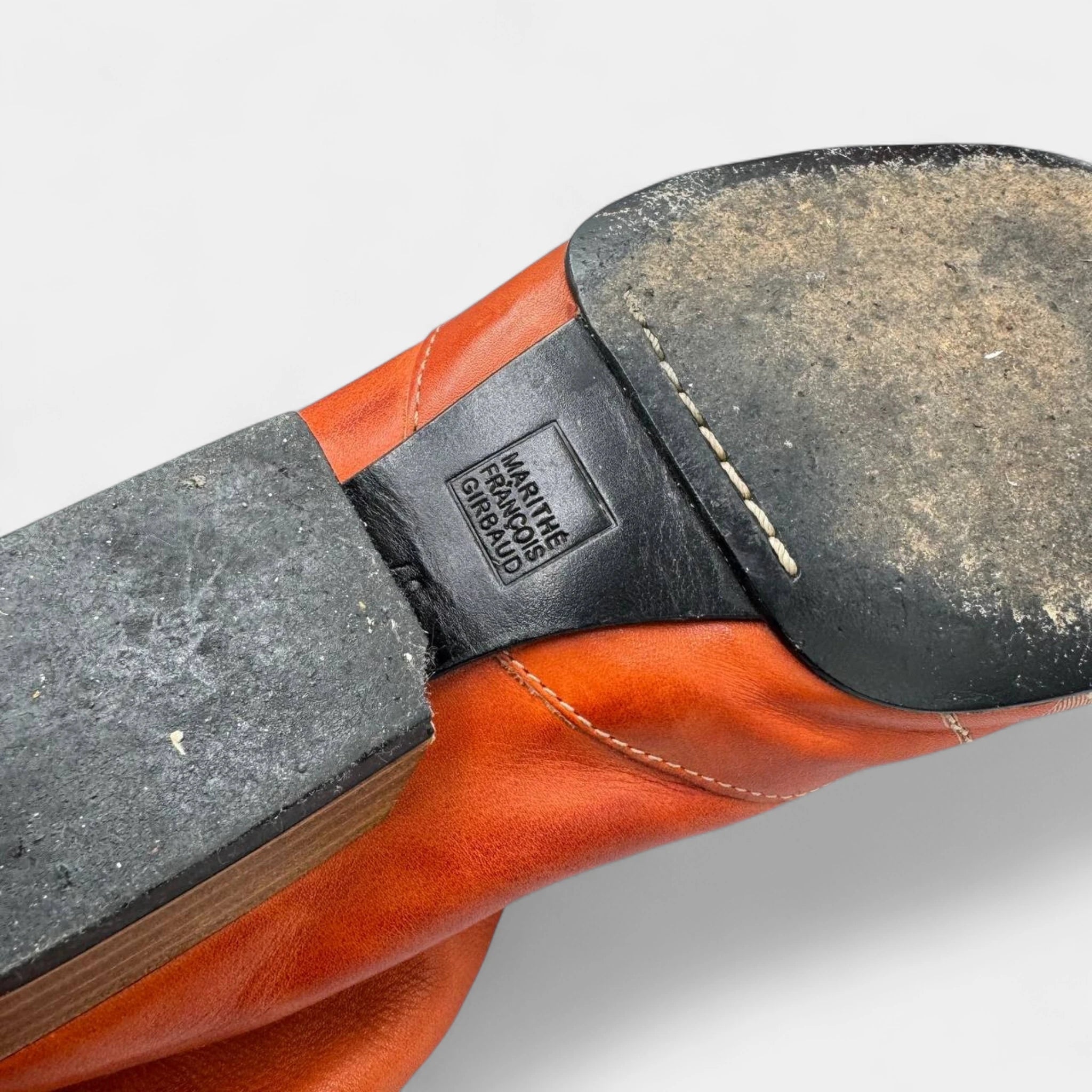 Marithé + François Girbaud Orange Slouchy Back-Zip Brogue Boots