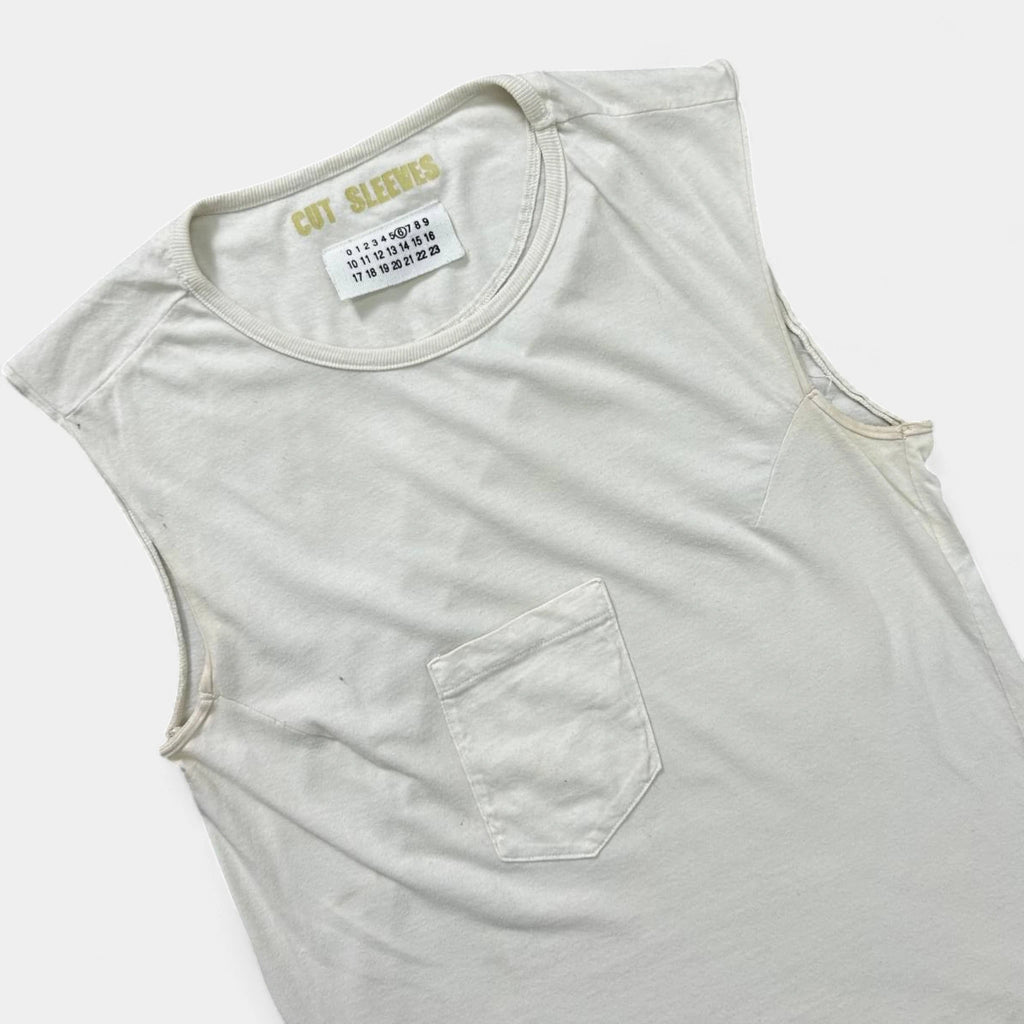 Maison Margiela MM6 Cotton White Sleeveless T-Shirt
