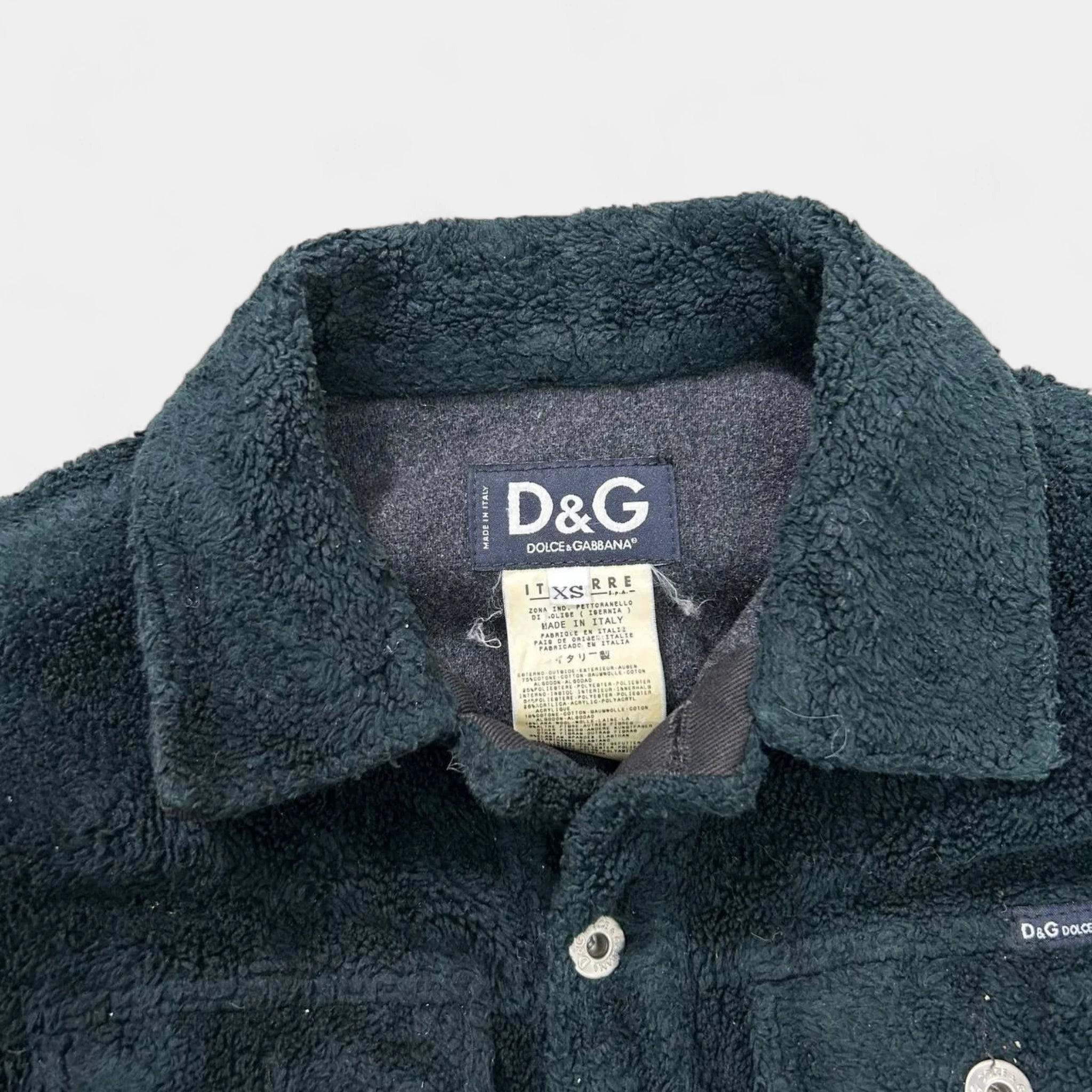 Dolce & Gabbana Towel Texture Dark Turquoise Fur Jackets