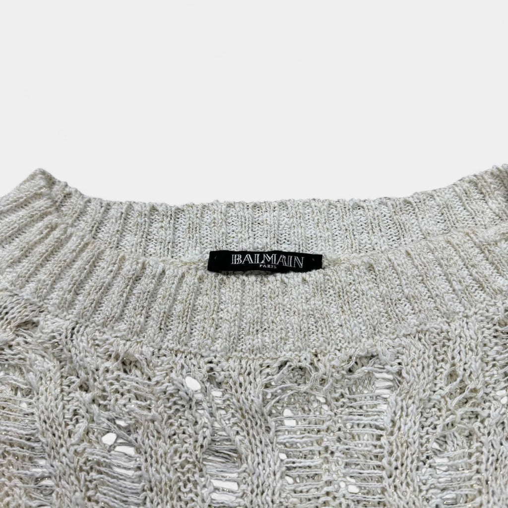 Balmain Olivier Rousteing Distressed Knit Sweater
